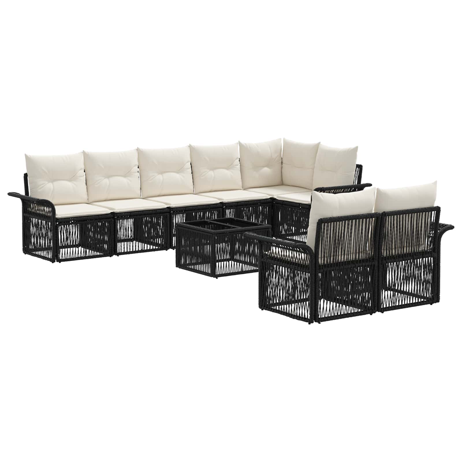 Tuinbankenset 9 pcs Zwart poly rattan is nu te koop bij PeponiXL, paradijselijk wonen!