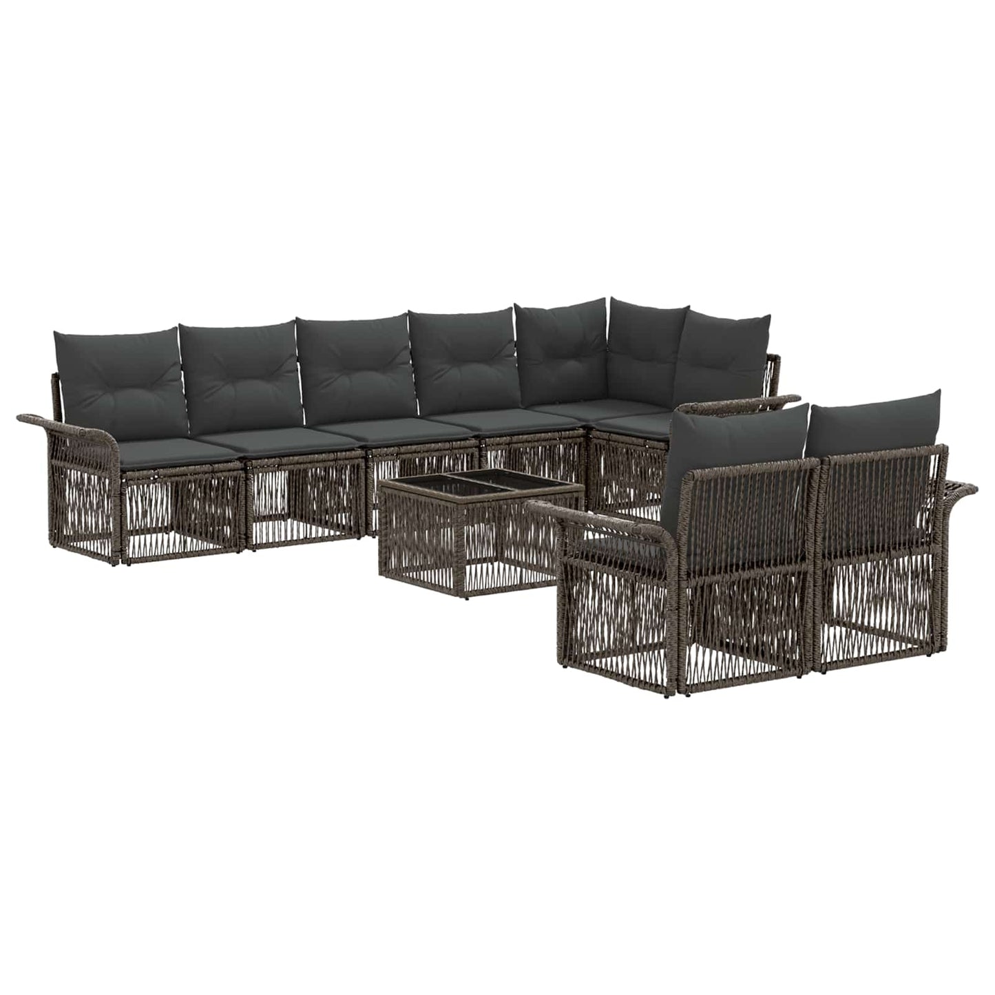 Tuinbankenset 9 pcs Grijs poly rattan is nu te koop bij PeponiXL, paradijselijk wonen!
