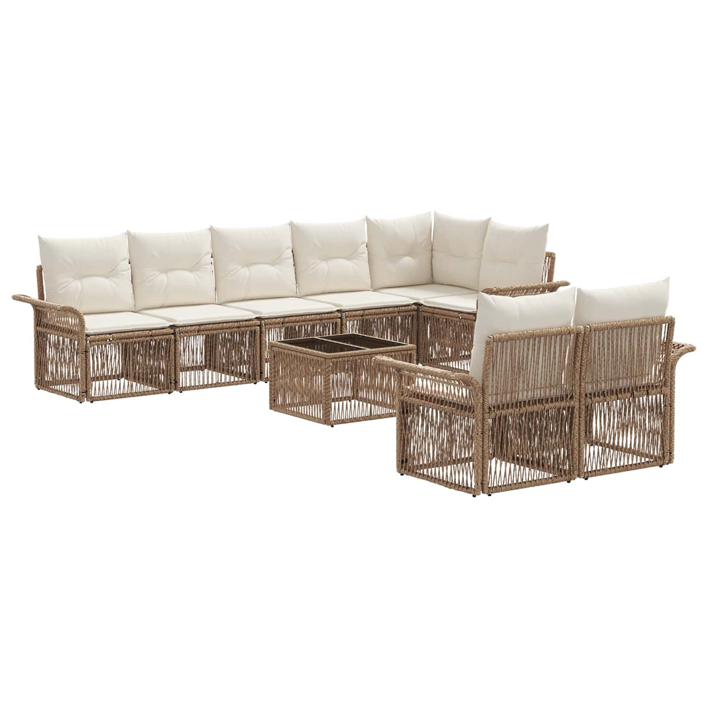 Tuinbankenset 9 pcs Beige poly rattan is nu te koop bij PeponiXL, paradijselijk wonen!