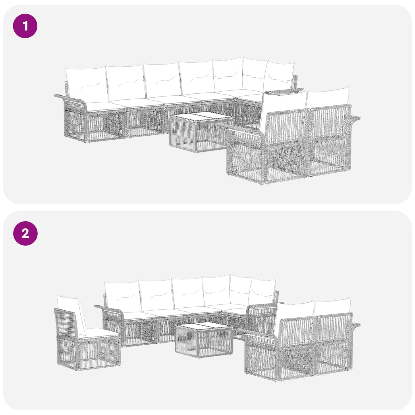 Tuinbankenset 9 pcs Beige poly rattan is nu te koop bij PeponiXL, paradijselijk wonen!