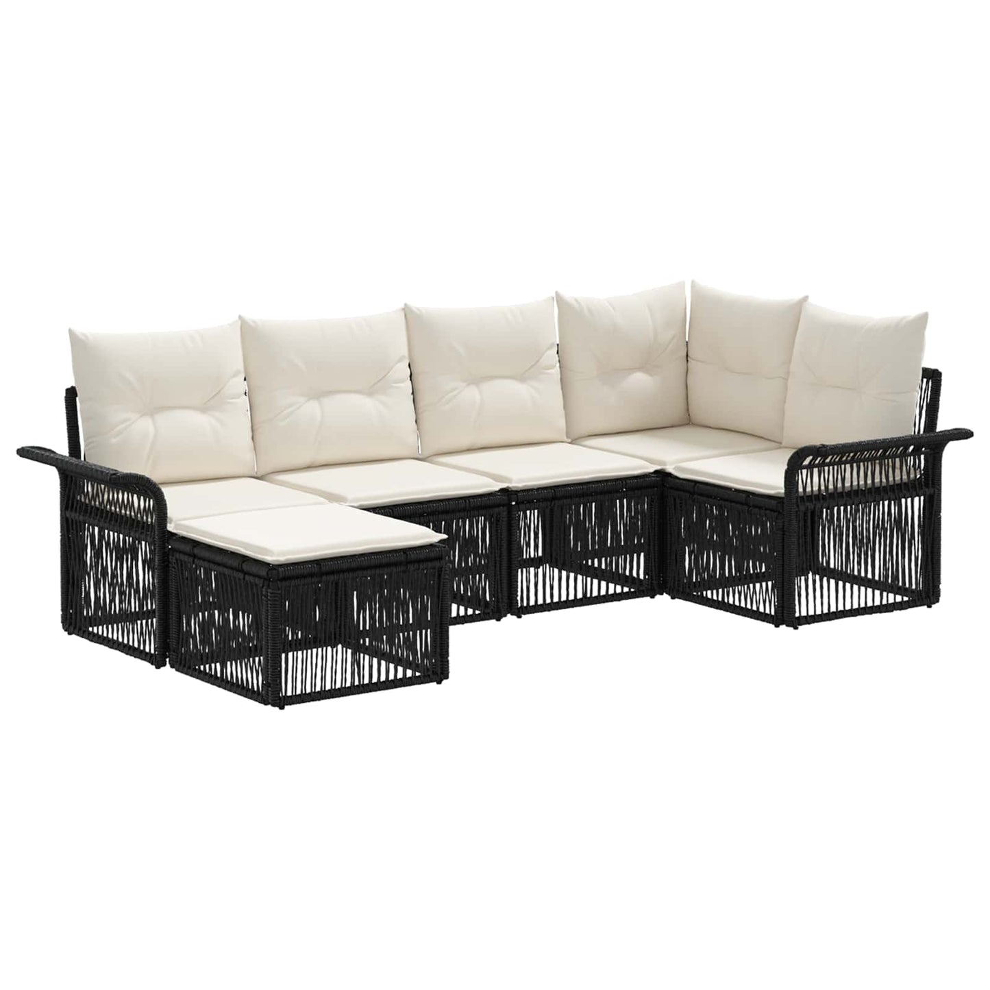 Tuinbankenset 6 pcs Zwart poly rattan is nu te koop bij PeponiXL, paradijselijk wonen!