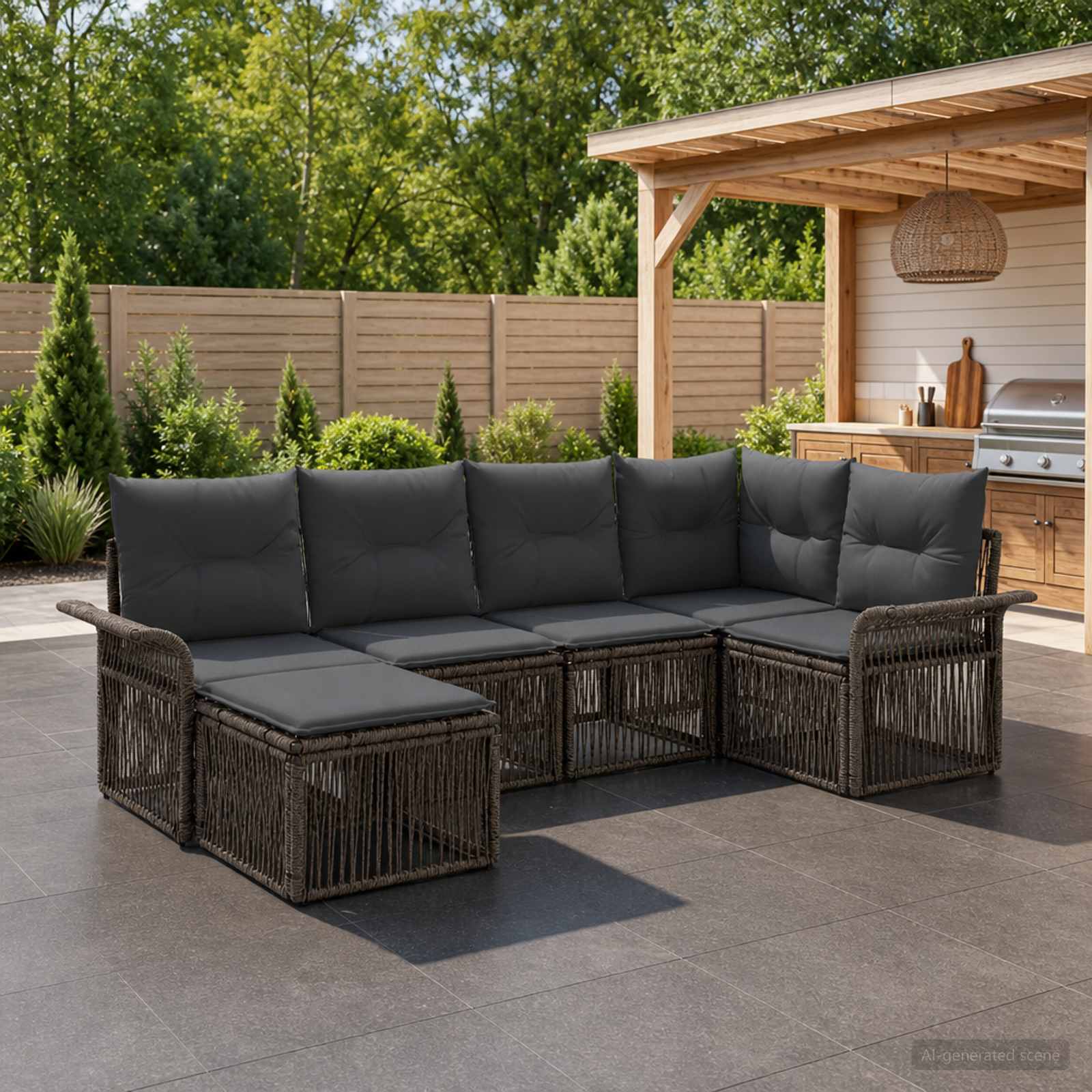 Tuinbankenset 6 pcs Grijs poly rattan is nu te koop bij PeponiXL, paradijselijk wonen!