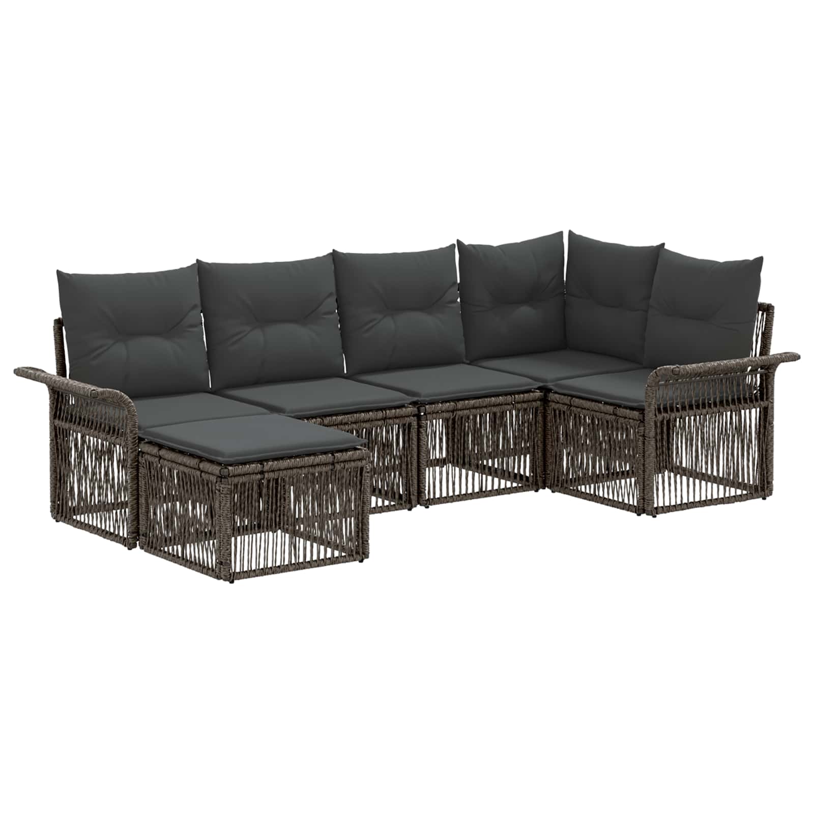Tuinbankenset 6 pcs Grijs poly rattan is nu te koop bij PeponiXL, paradijselijk wonen!