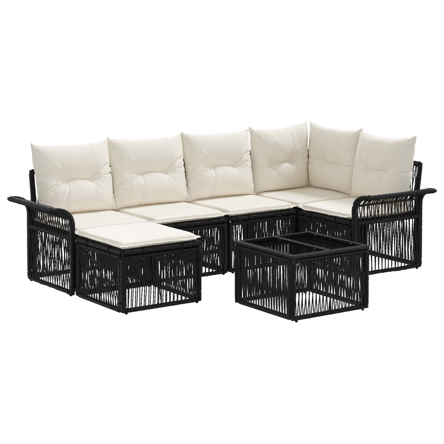 Tuinbankenset 7 pcs Zwart poly rattan is nu te koop bij PeponiXL, paradijselijk wonen!