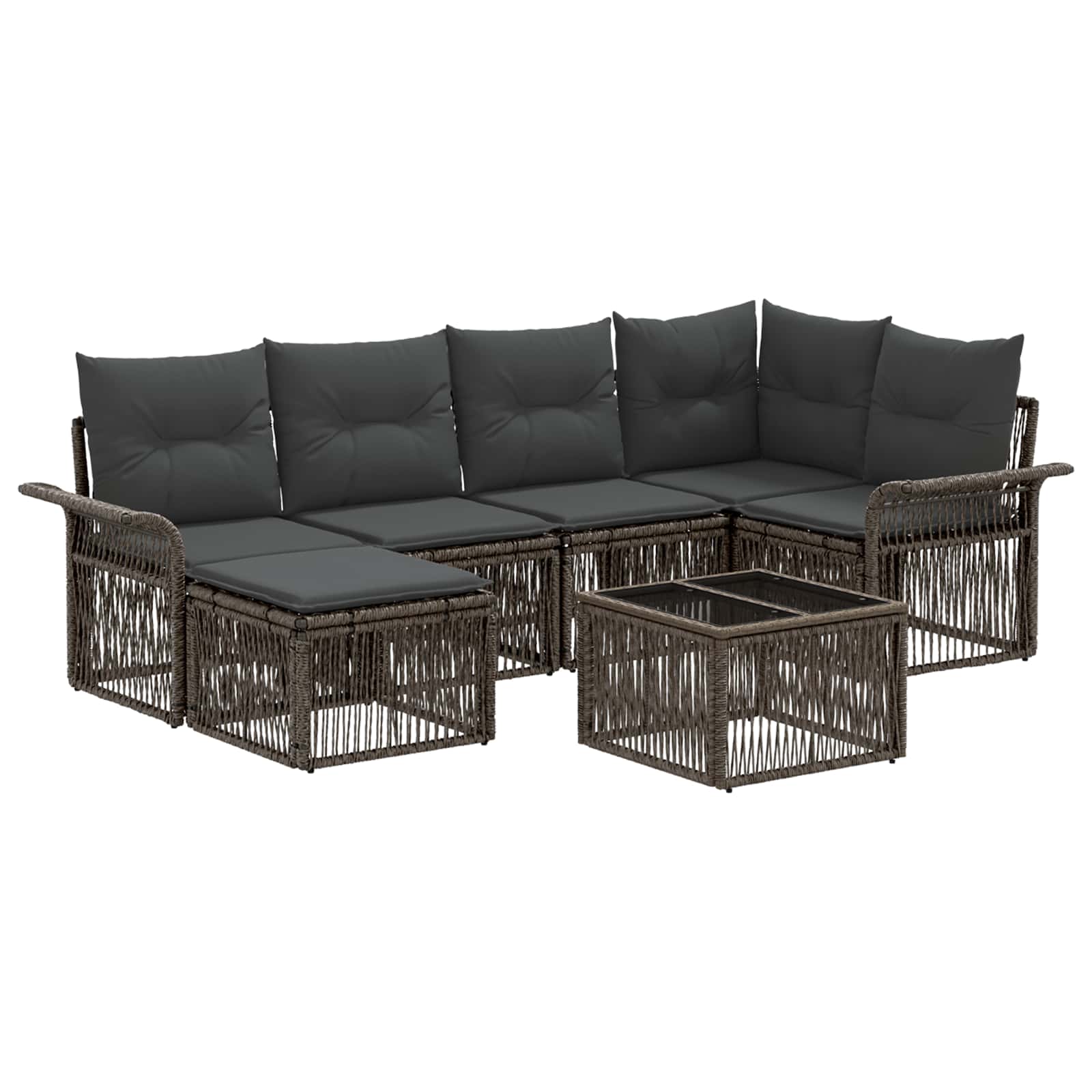 Tuinbankenset 7 pcs Grijs poly rattan is nu te koop bij PeponiXL, paradijselijk wonen!