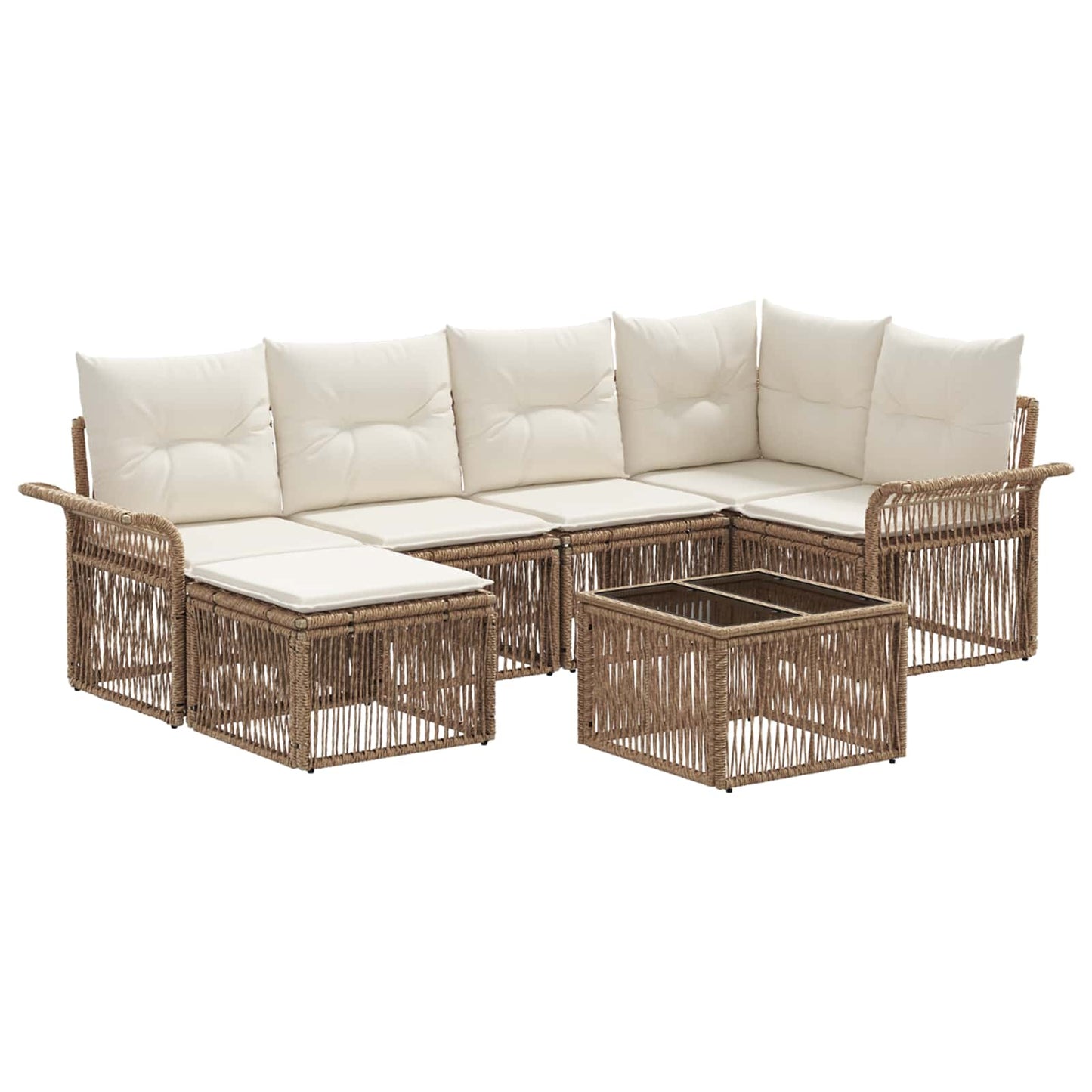 Tuinbankenset 7 pcs Beige poly rattan is nu te koop bij PeponiXL, paradijselijk wonen!