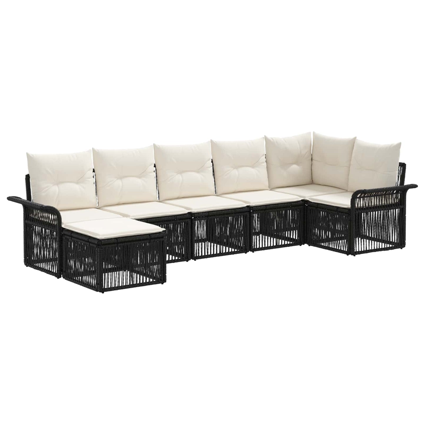 Tuinbankenset 7 pcs Zwart poly rattan is nu te koop bij PeponiXL, paradijselijk wonen!