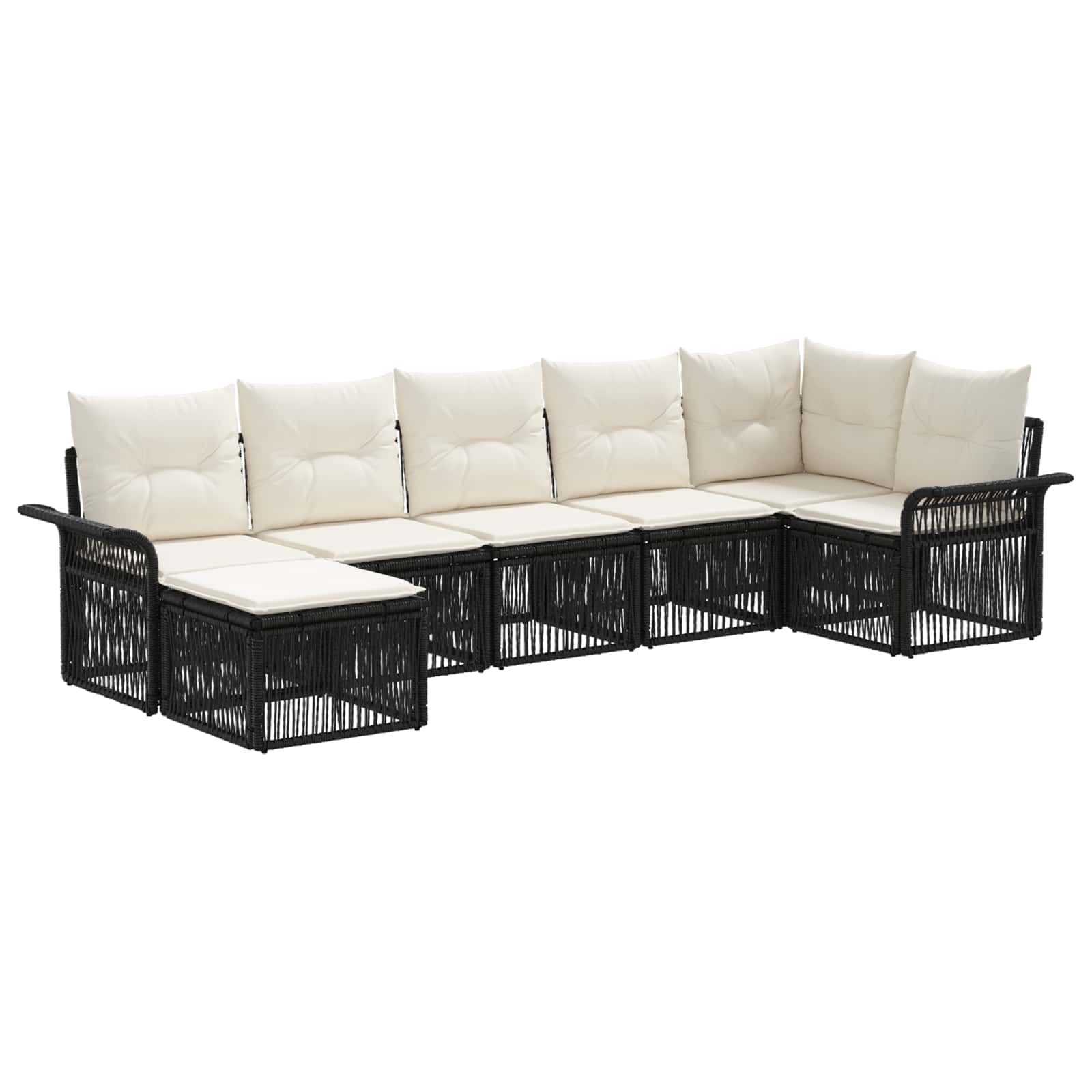 Tuinbankenset 7 pcs Zwart poly rattan is nu te koop bij PeponiXL, paradijselijk wonen!