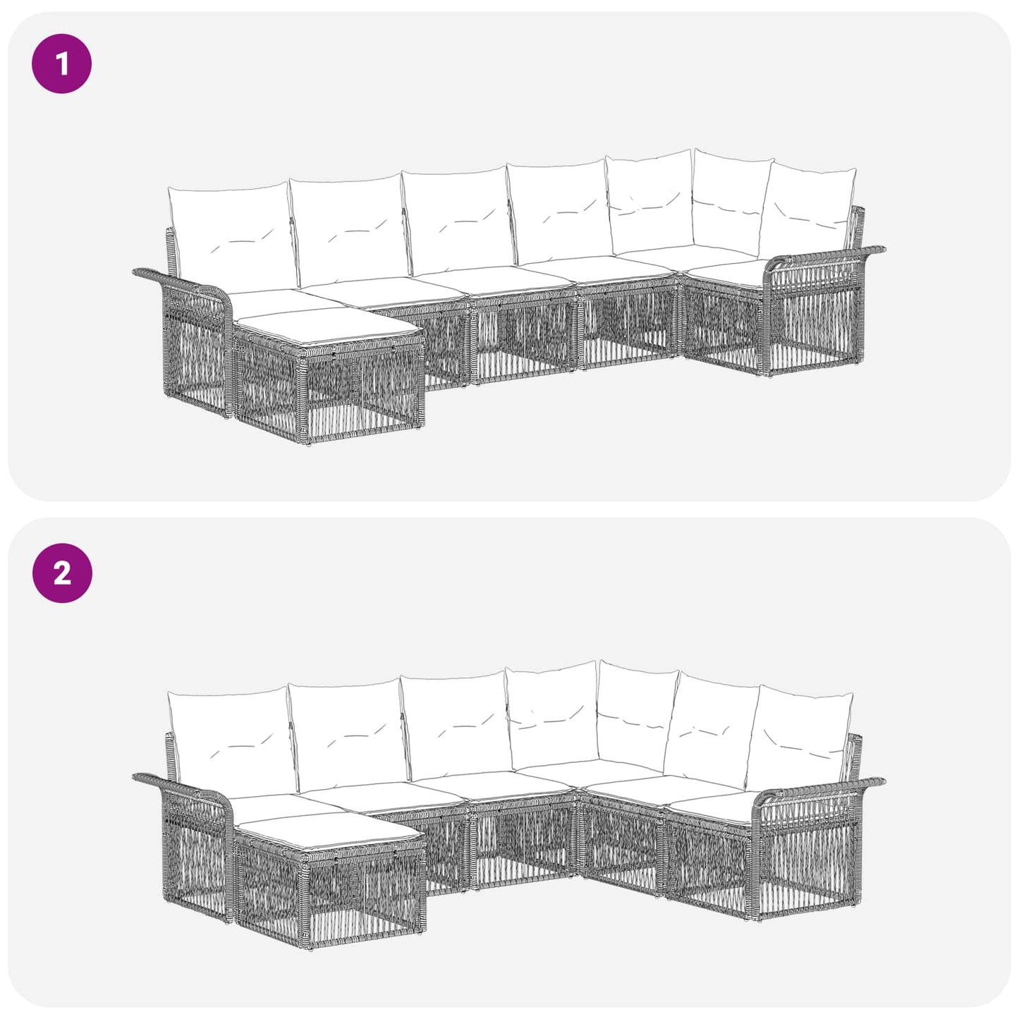 Tuinbankenset 7 pcs Zwart poly rattan is nu te koop bij PeponiXL, paradijselijk wonen!