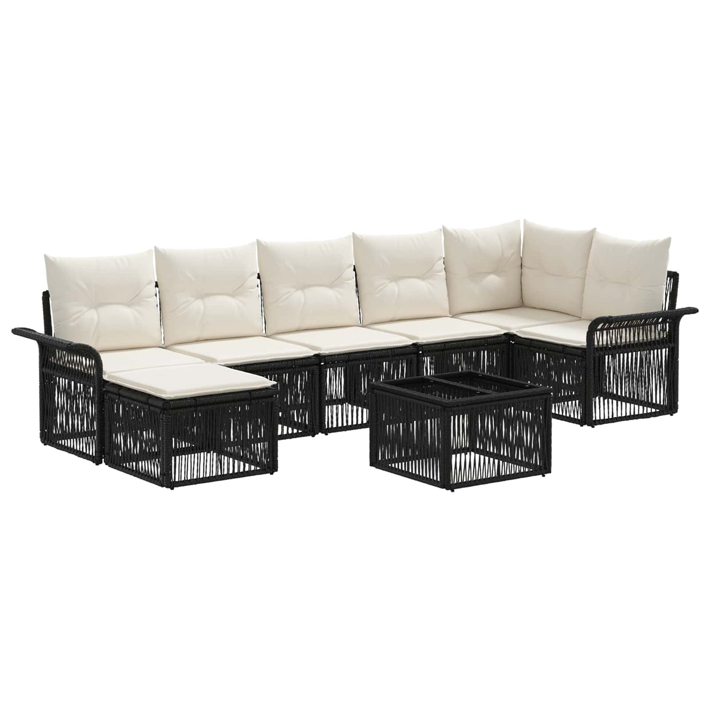 Tuinbankenset 8 pcs Zwart poly rattan is nu te koop bij PeponiXL, paradijselijk wonen!