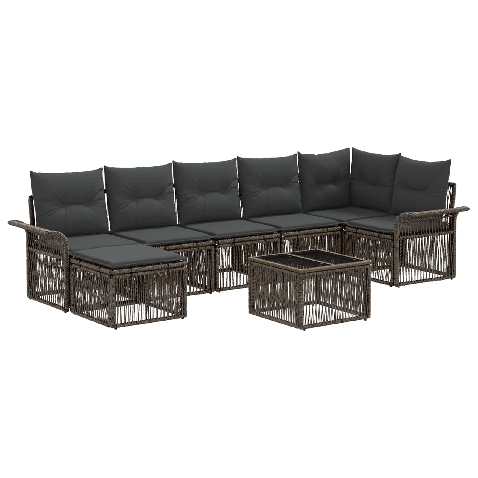Tuinbankenset 8 pcs Grijs poly rattan is nu te koop bij PeponiXL, paradijselijk wonen!