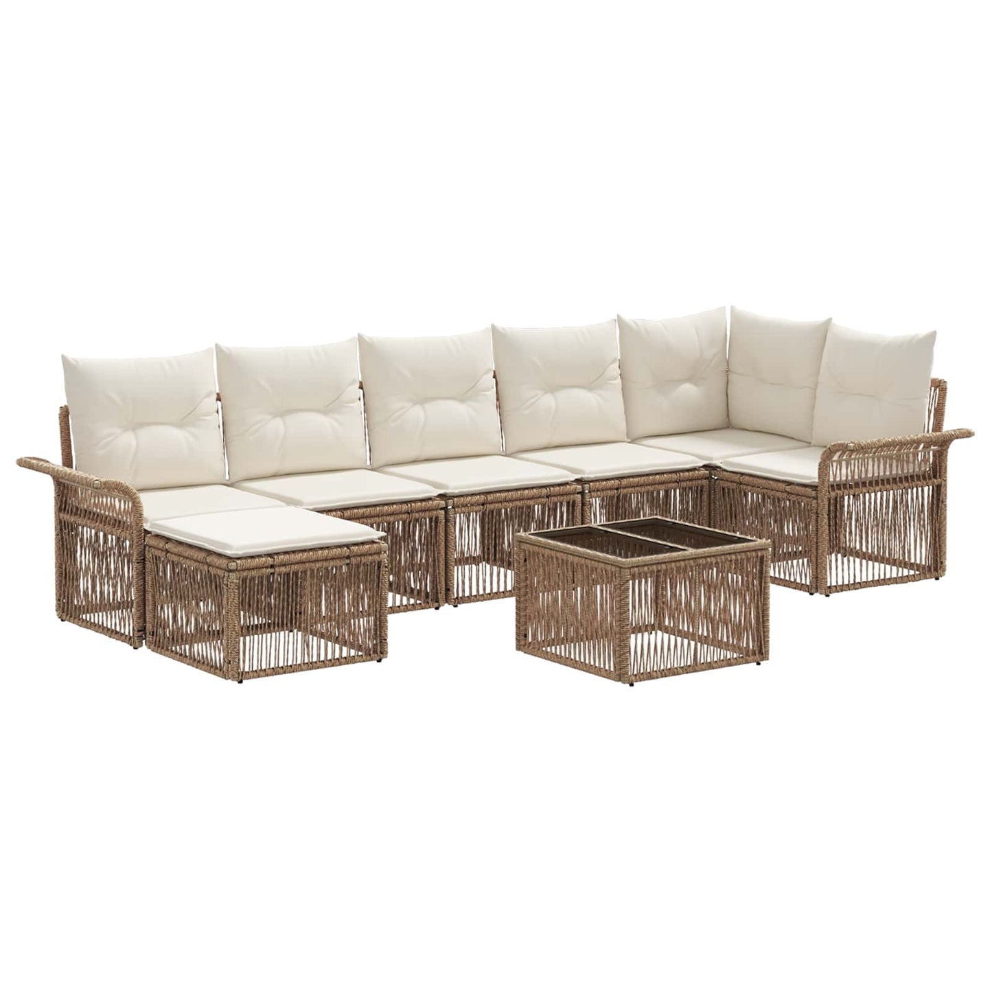Tuinbankenset 8 pcs Beige poly rattan is nu te koop bij PeponiXL, paradijselijk wonen!