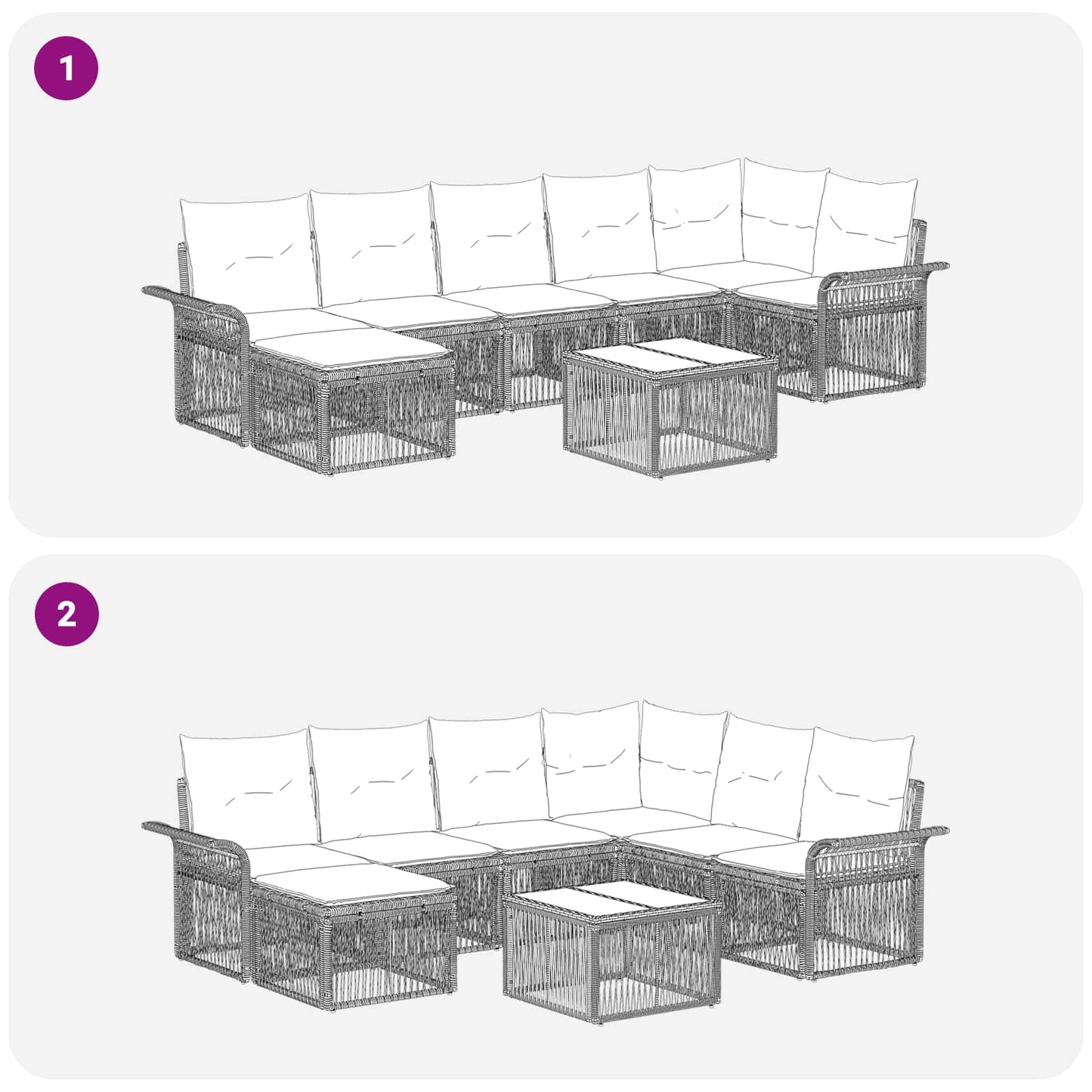 Tuinbankenset 8 pcs Beige poly rattan is nu te koop bij PeponiXL, paradijselijk wonen!