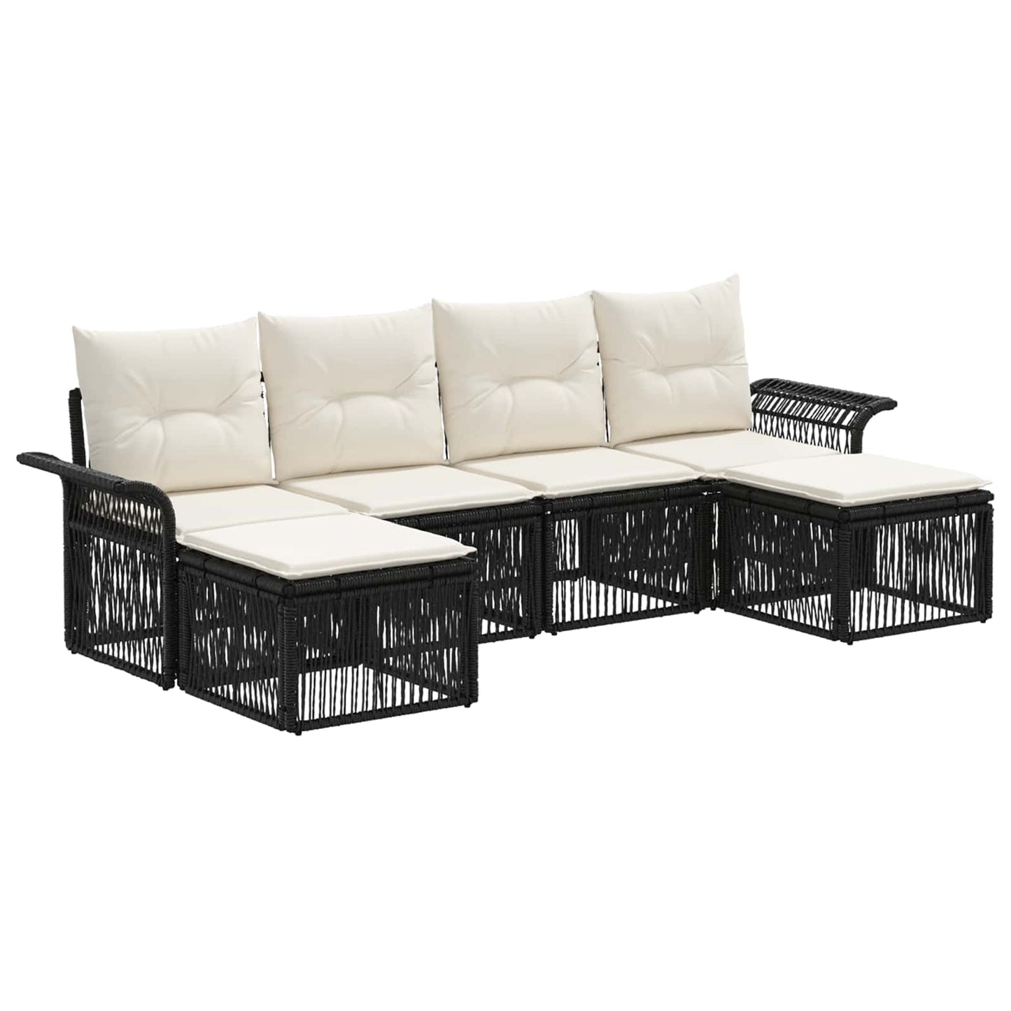 Tuinbankenset 6 pcs Zwart poly rattan is nu te koop bij PeponiXL, paradijselijk wonen!