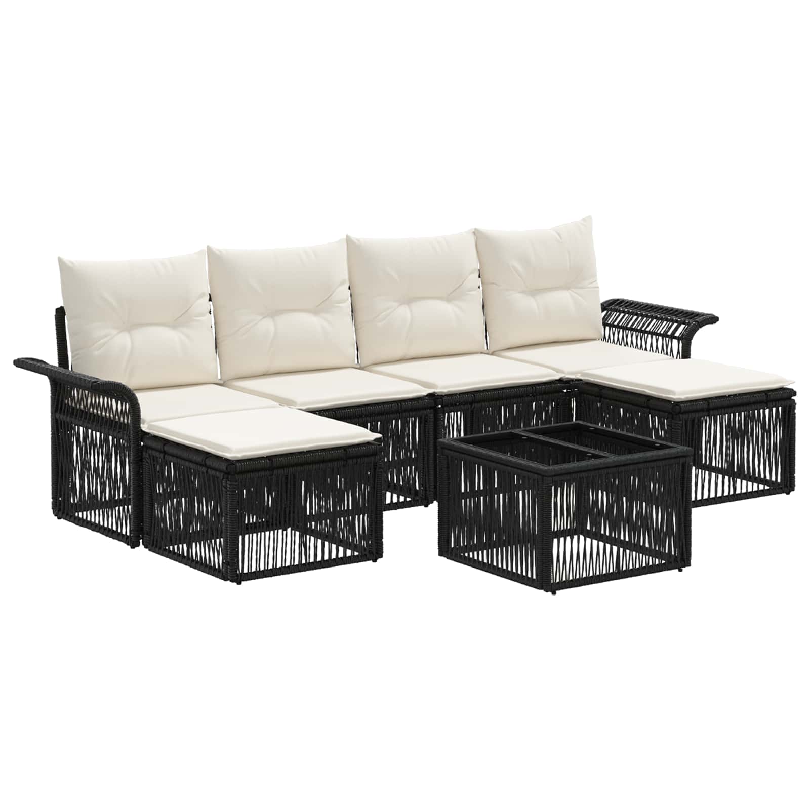 Tuinbankenset 7 pcs Zwart poly rattan is nu te koop bij PeponiXL, paradijselijk wonen!