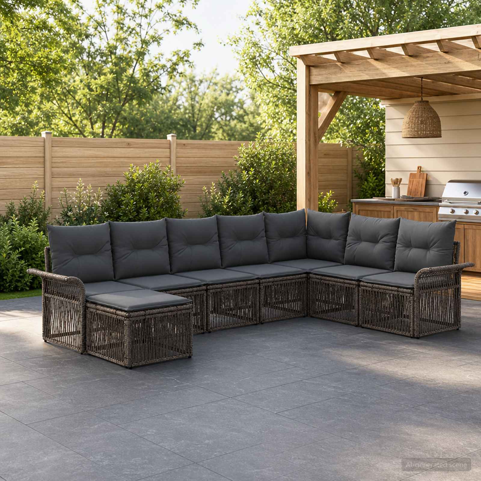 Tuinbankenset 8 pcs Grijs poly rattan is nu te koop bij PeponiXL, paradijselijk wonen!
