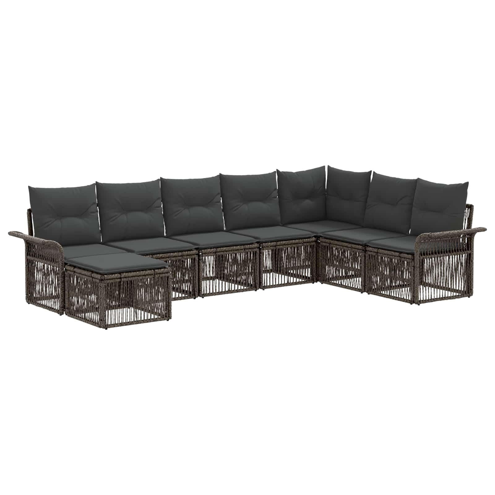 Tuinbankenset 8 pcs Grijs poly rattan is nu te koop bij PeponiXL, paradijselijk wonen!