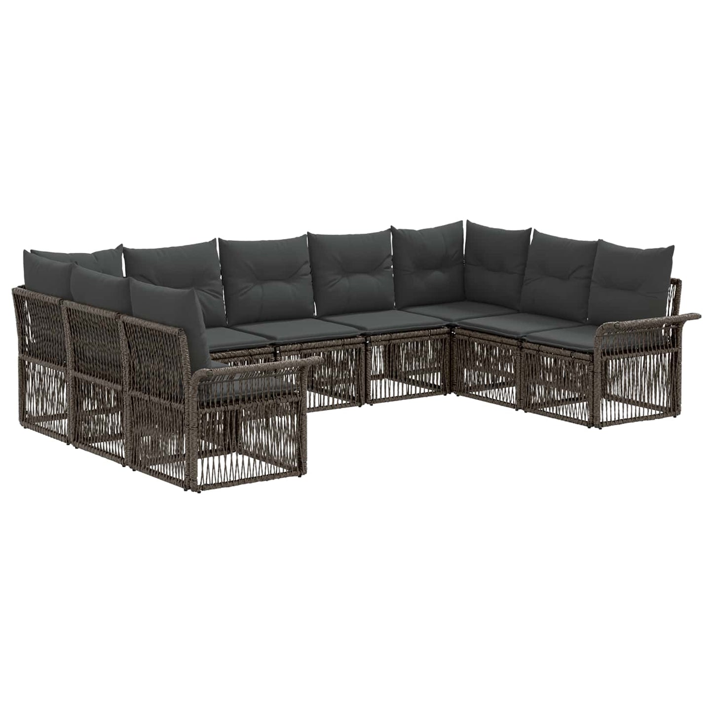 Tuinbankenset 9 pcs Grijs poly rattan is nu te koop bij PeponiXL, paradijselijk wonen!