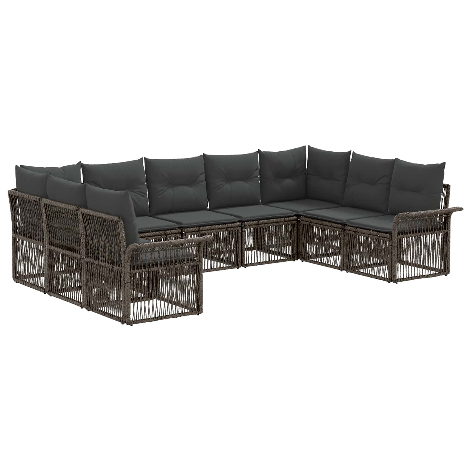 Tuinbankenset 9 pcs Grijs poly rattan is nu te koop bij PeponiXL, paradijselijk wonen!