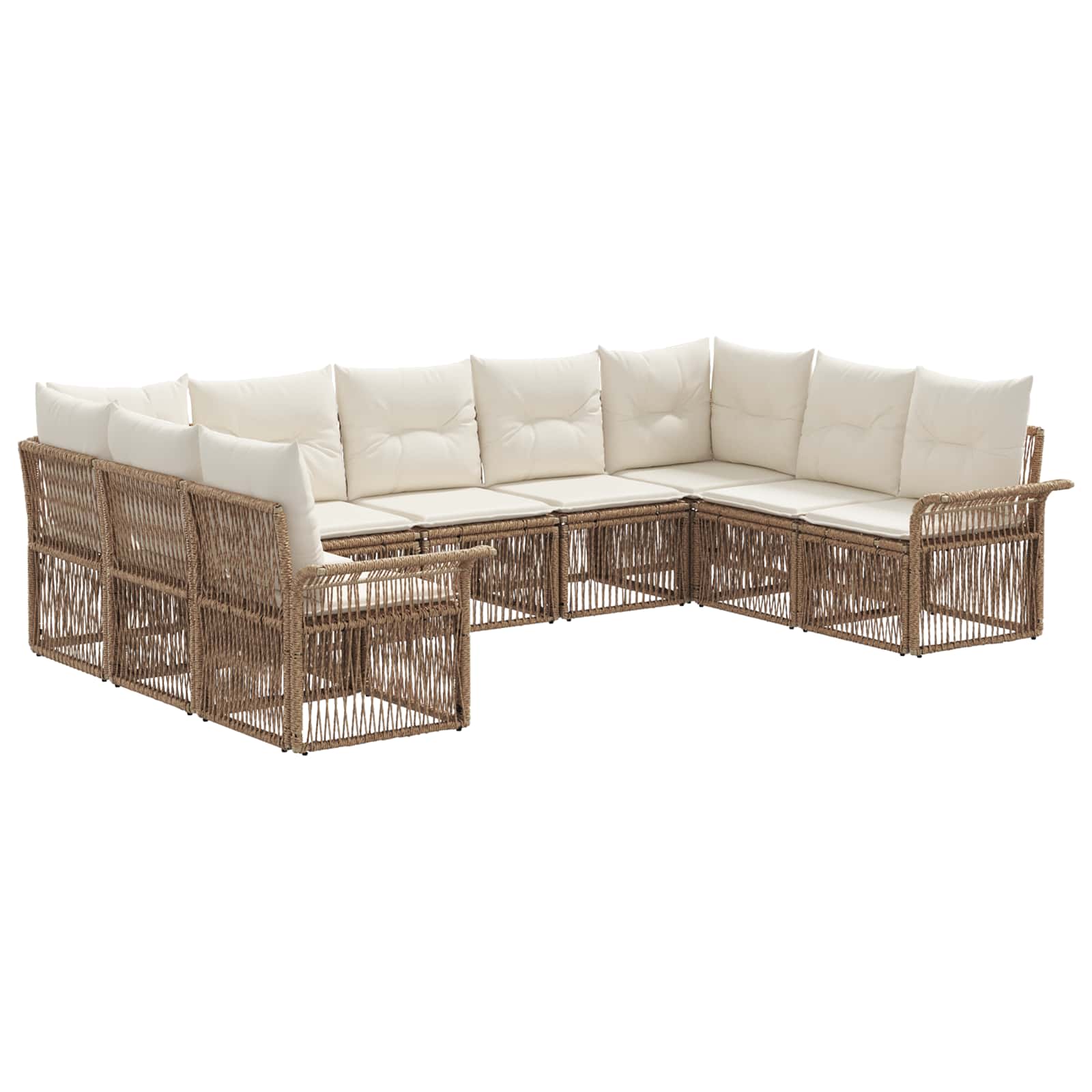 Tuinbankenset 9 pcs Beige poly rattan is nu te koop bij PeponiXL, paradijselijk wonen!