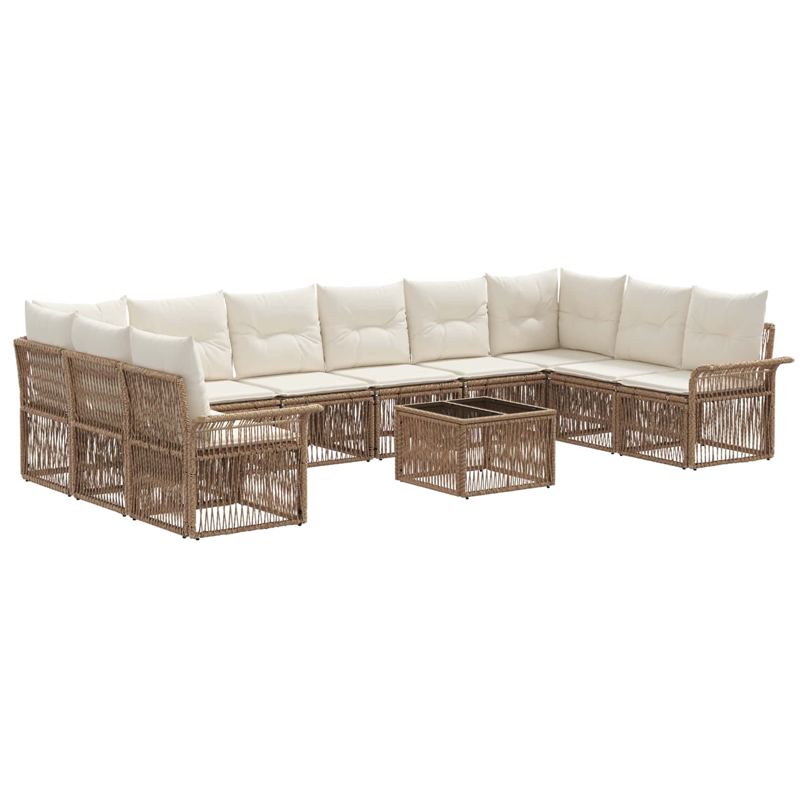 Tuinbankenset 11 pcs Beige poly rattan is nu te koop bij PeponiXL, paradijselijk wonen!