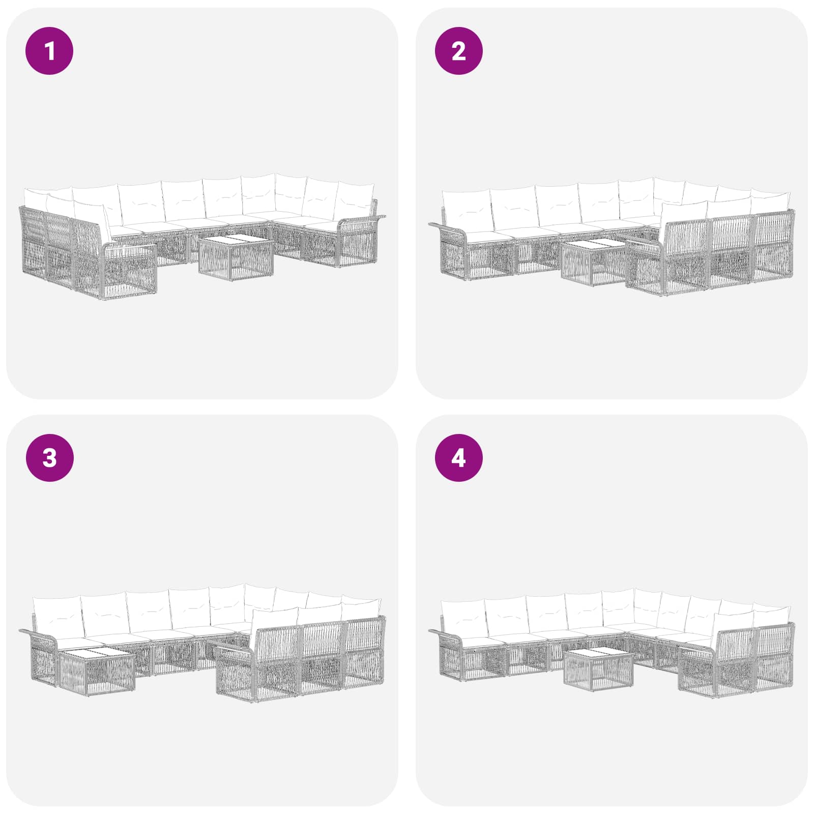 Tuinbankenset 11 pcs Beige poly rattan is nu te koop bij PeponiXL, paradijselijk wonen!