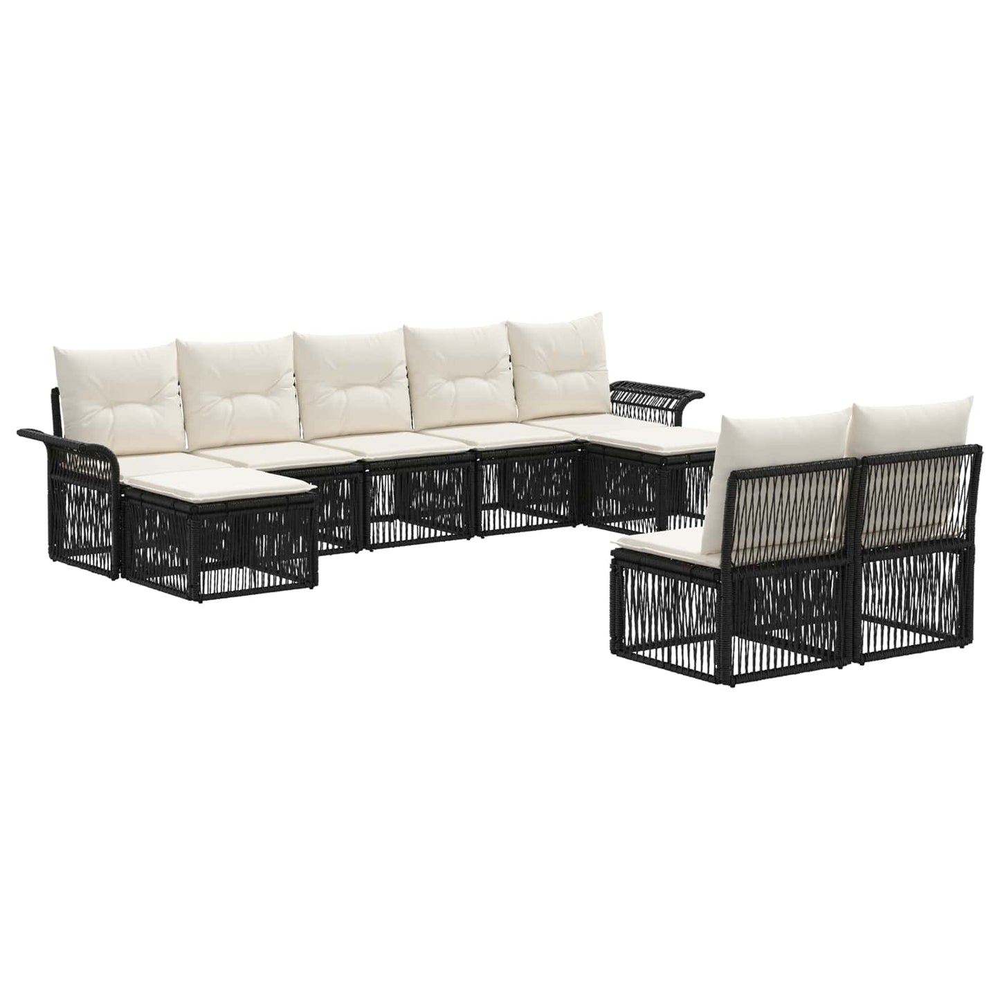 Tuinbankenset 9 pcs Zwart poly rattan is nu te koop bij PeponiXL, paradijselijk wonen!
