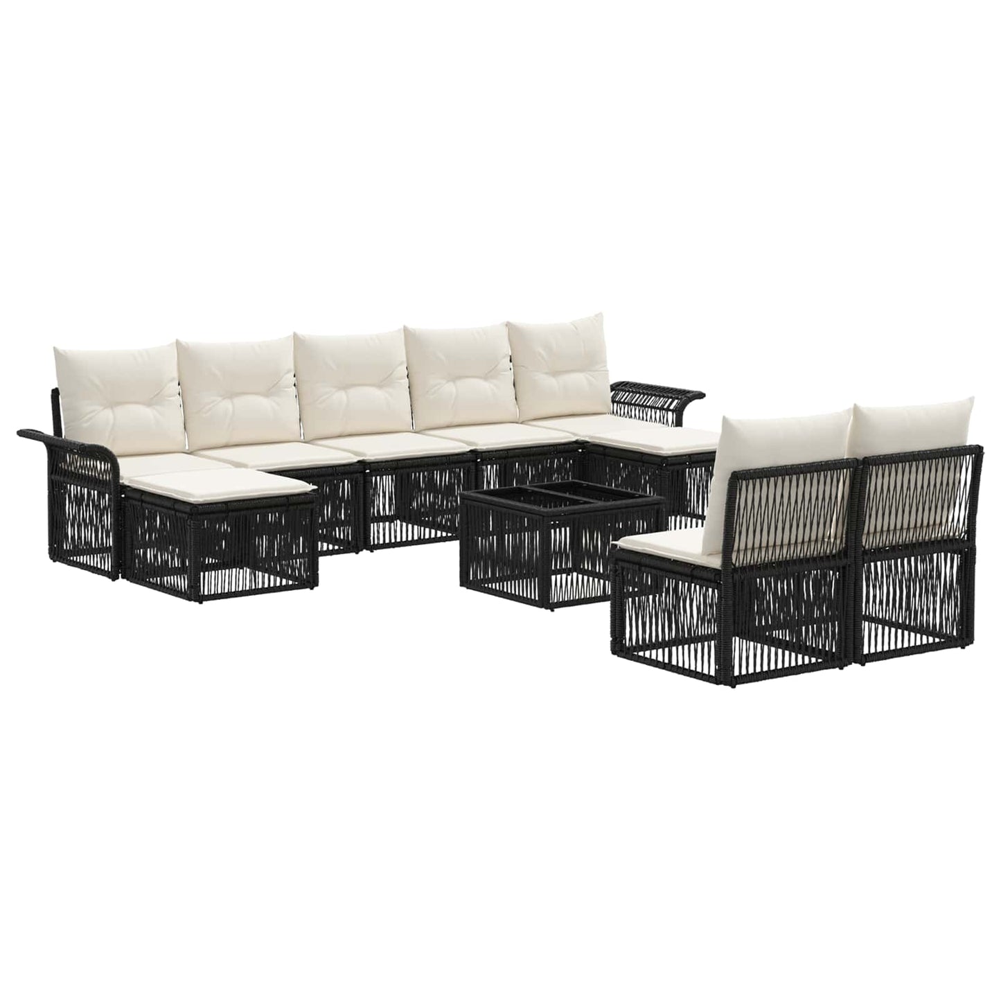 Tuinbankenset 10 pcs Zwart poly rattan is nu te koop bij PeponiXL, paradijselijk wonen!