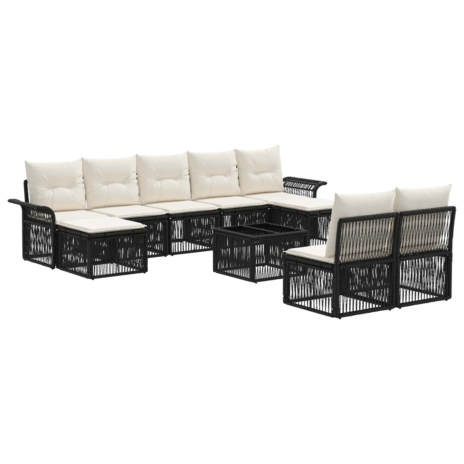 Tuinbankenset 10 pcs Zwart poly rattan is nu te koop bij PeponiXL, paradijselijk wonen!