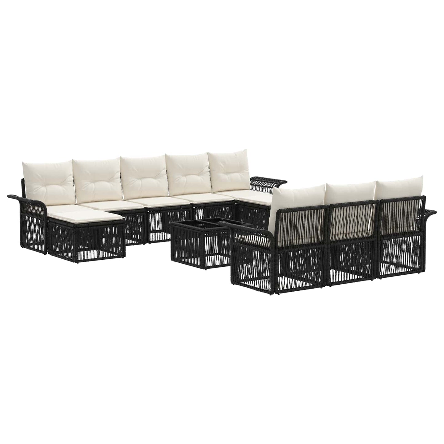 Tuinbankenset 11 pcs Zwart poly rattan is nu te koop bij PeponiXL, paradijselijk wonen!