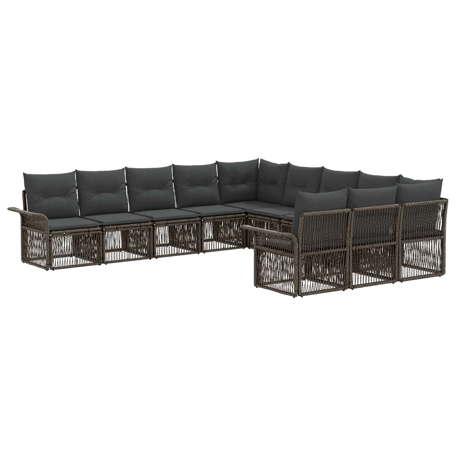 Tuinbankenset 11 pcs Grijs poly rattan is nu te koop bij PeponiXL, paradijselijk wonen!