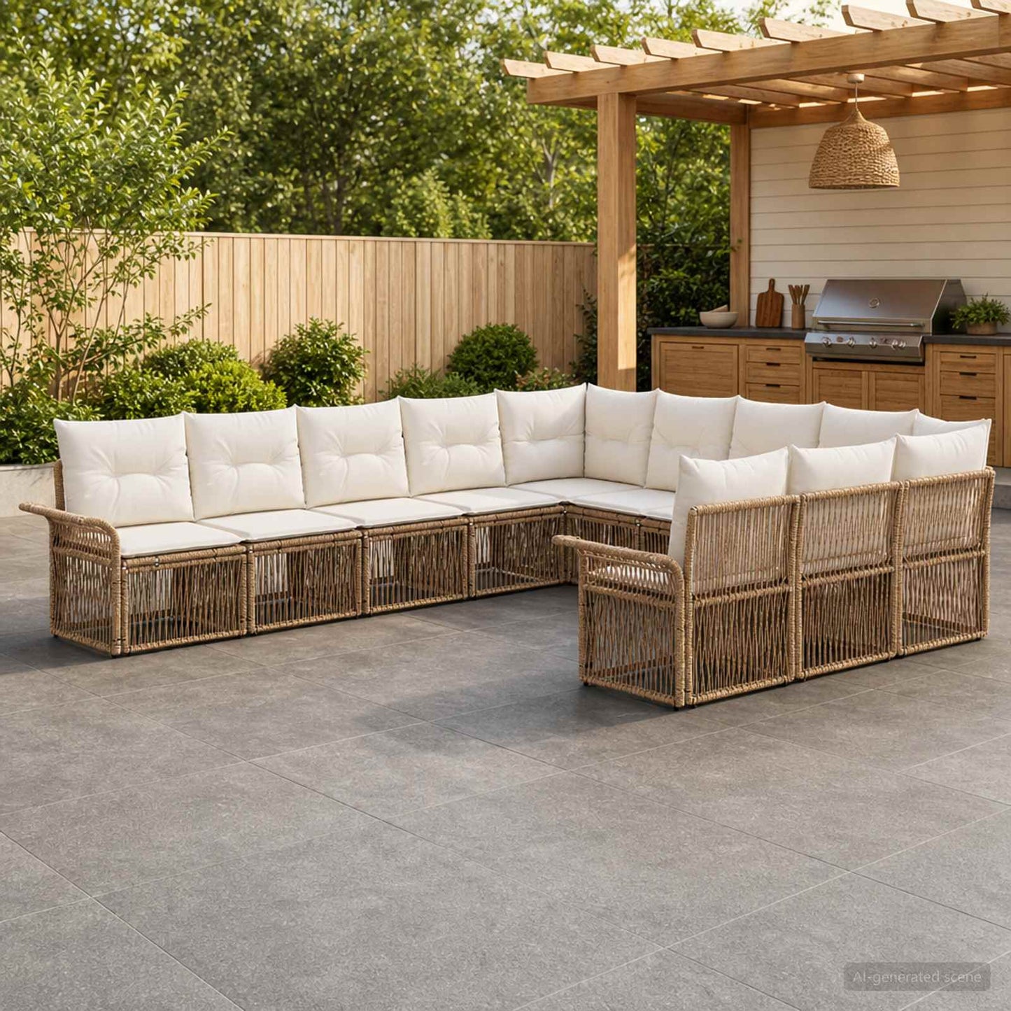 Tuinbankenset 11 pcs Beige poly rattan is nu te koop bij PeponiXL, paradijselijk wonen!