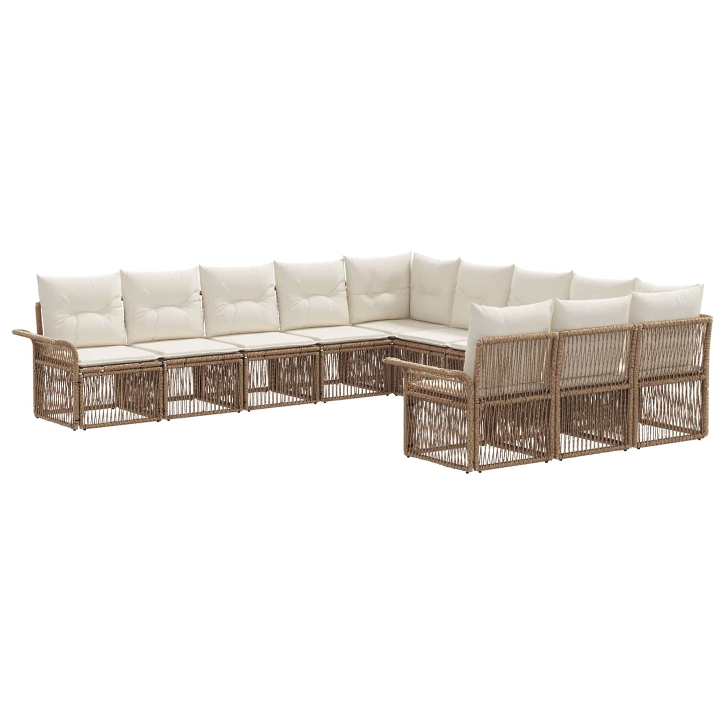Tuinbankenset 11 pcs Beige poly rattan is nu te koop bij PeponiXL, paradijselijk wonen!