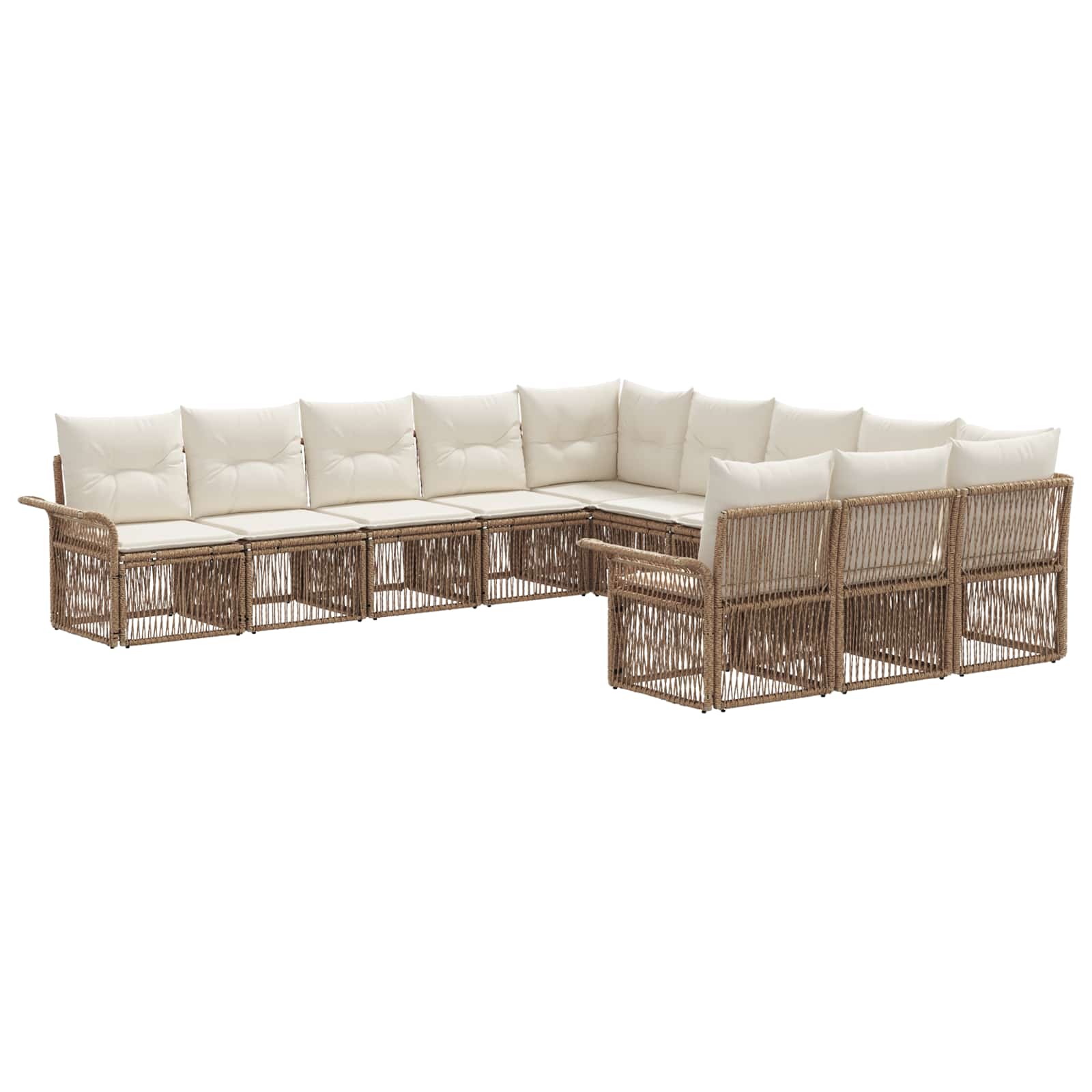 Tuinbankenset 11 pcs Beige poly rattan is nu te koop bij PeponiXL, paradijselijk wonen!
