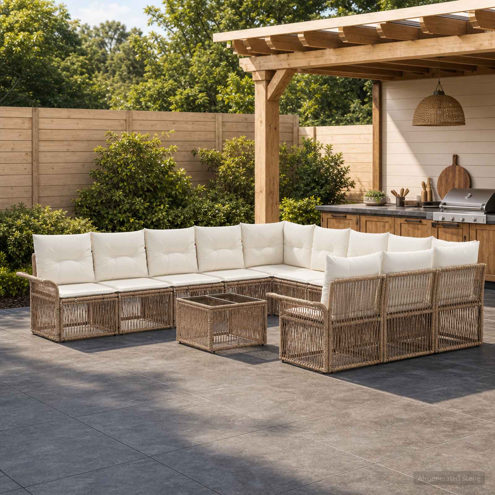 Tuinbankenset 12 pcs Beige poly rattan is nu te koop bij PeponiXL, paradijselijk wonen!