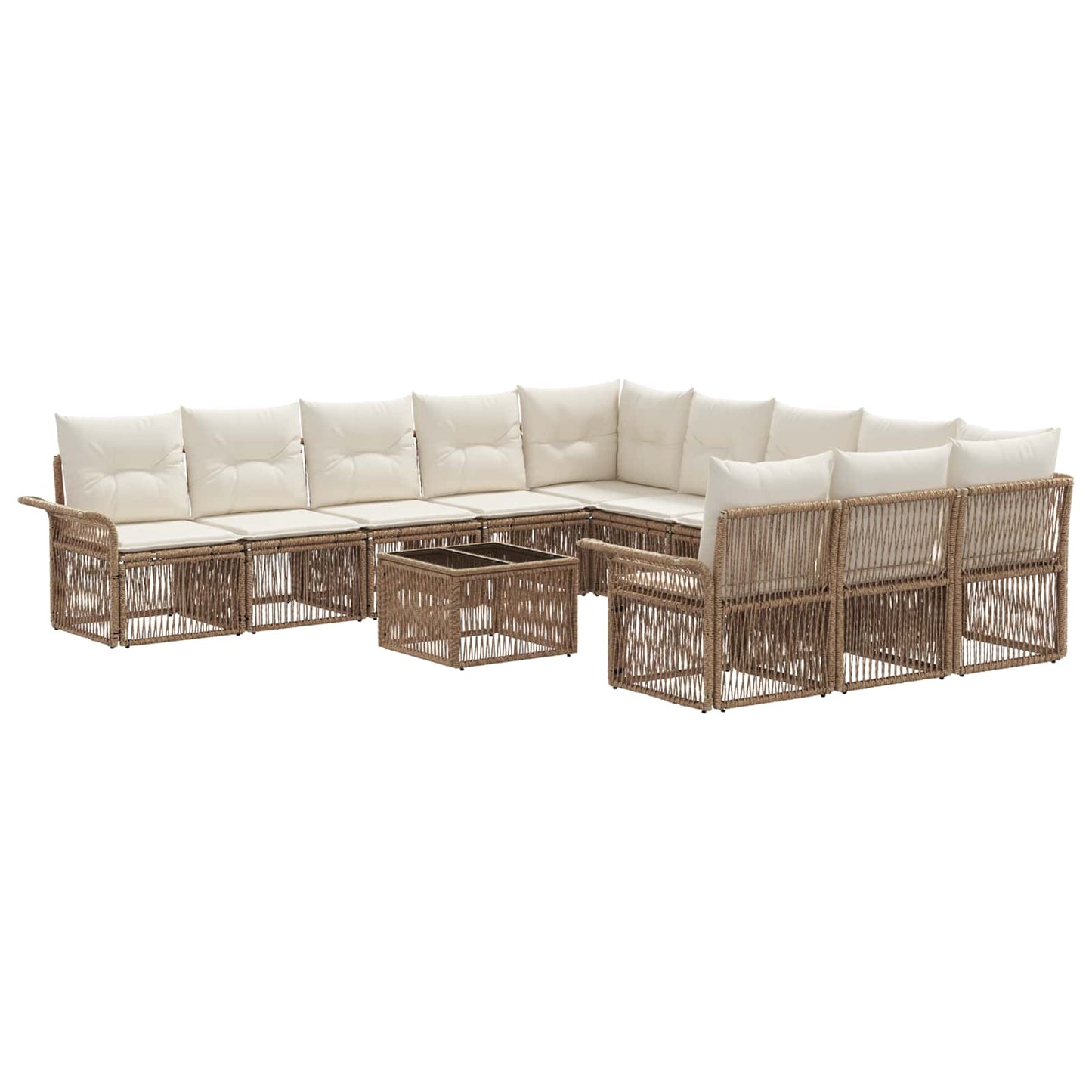 Tuinbankenset 12 pcs Beige poly rattan is nu te koop bij PeponiXL, paradijselijk wonen!
