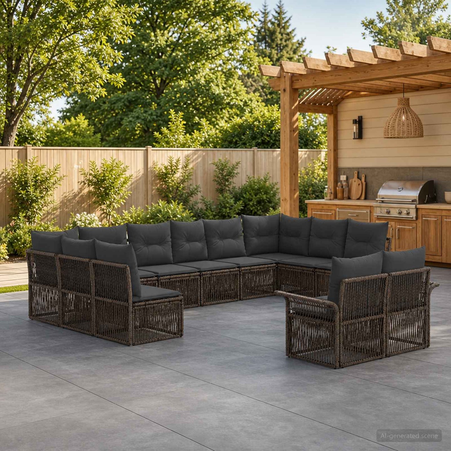 Tuinbankenset 12 pcs Grijs poly rattan is nu te koop bij PeponiXL, paradijselijk wonen!