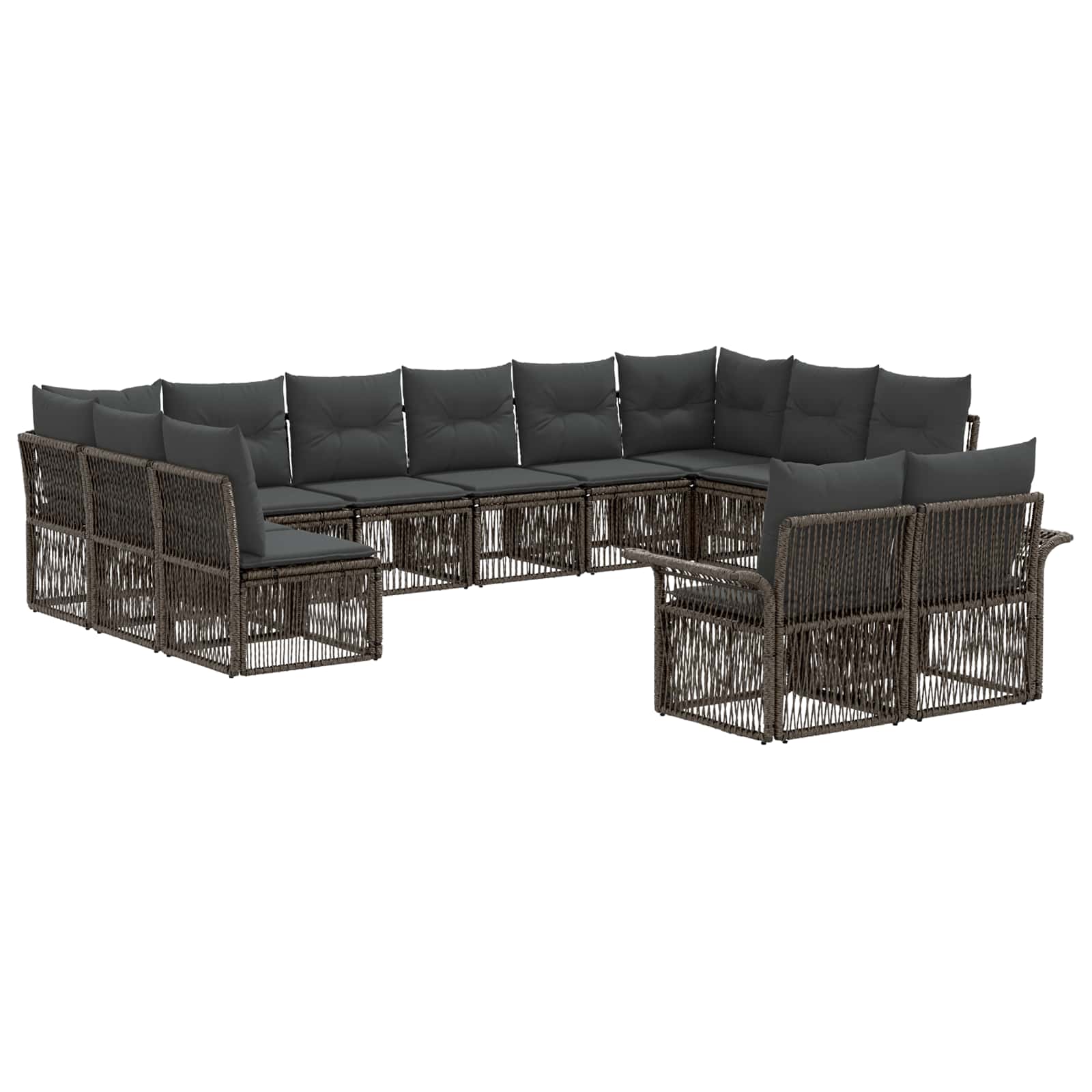 Tuinbankenset 12 pcs Grijs poly rattan is nu te koop bij PeponiXL, paradijselijk wonen!