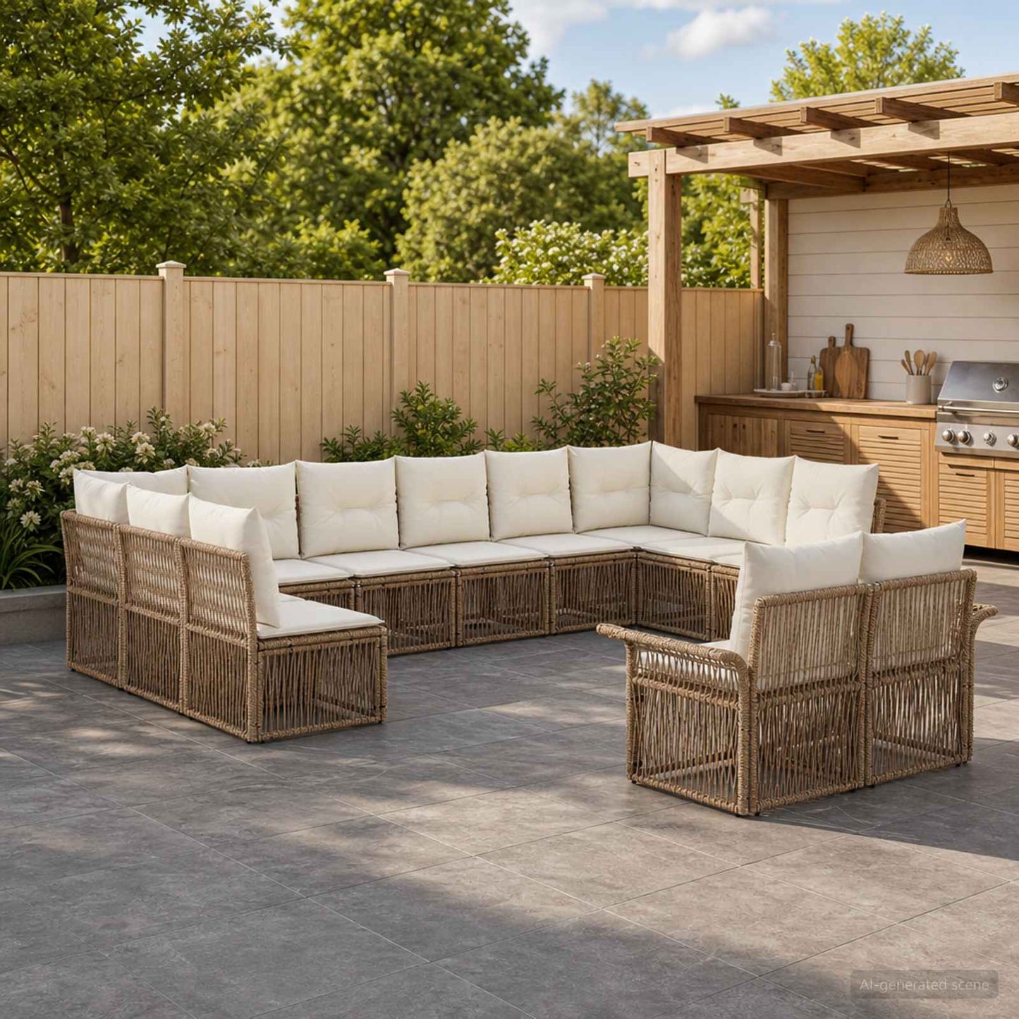 Tuinbankenset 12 pcs Beige poly rattan is nu te koop bij PeponiXL, paradijselijk wonen!
