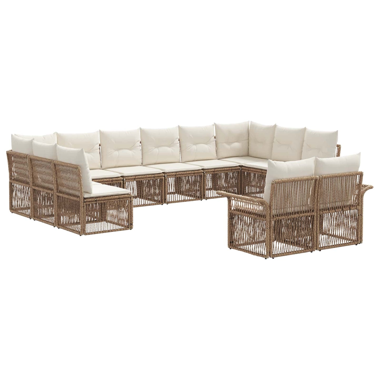 Tuinbankenset 12 pcs Beige poly rattan
