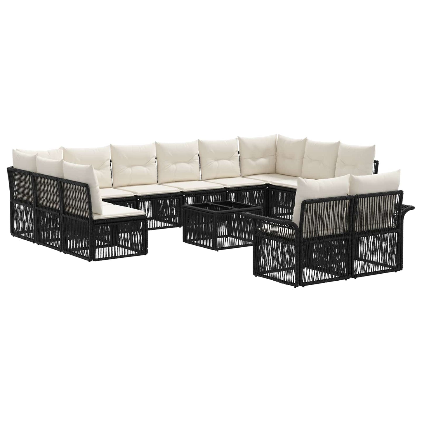 Tuinbankenset 13 pcs Zwart poly rattan is nu te koop bij PeponiXL, paradijselijk wonen!