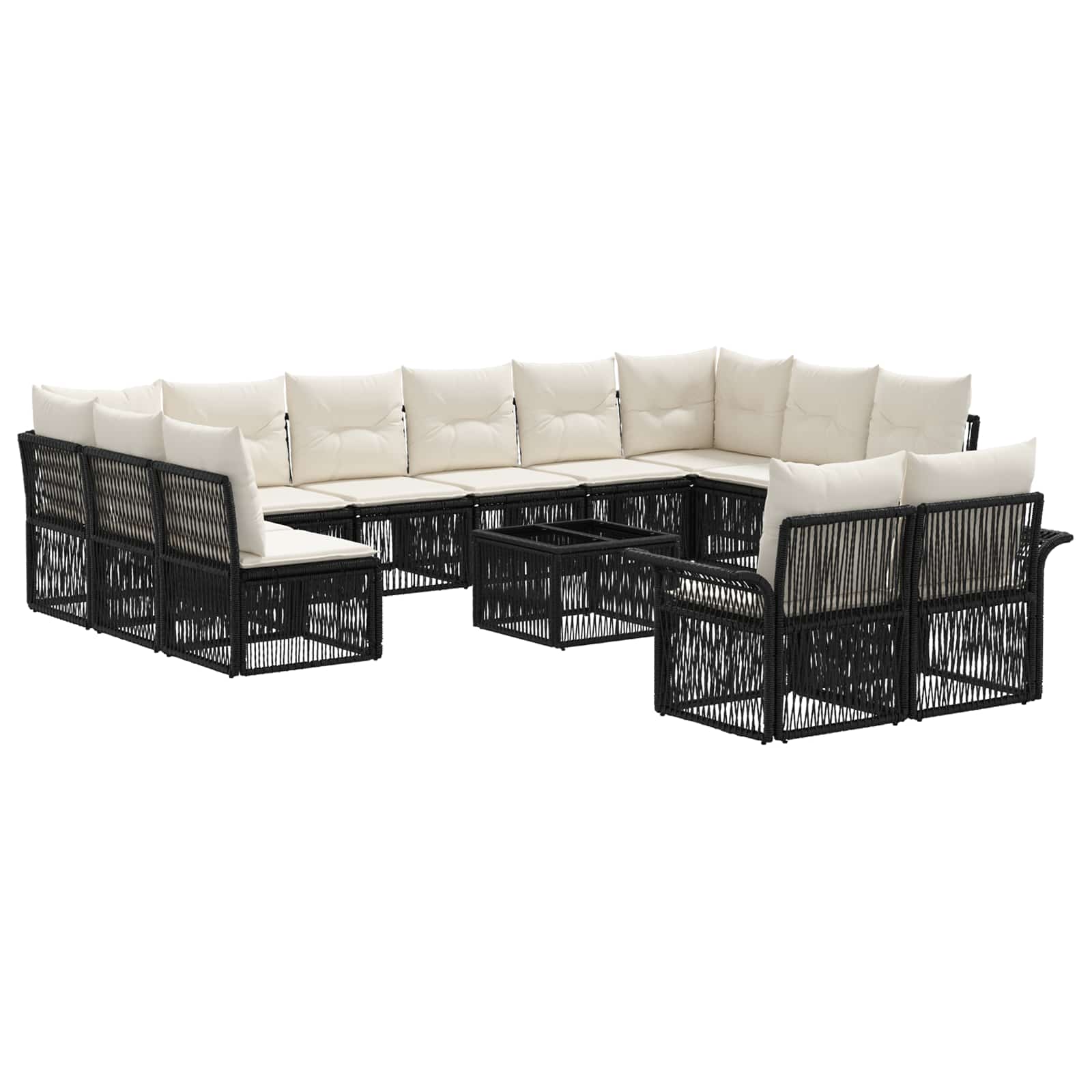 Tuinbankenset 13 pcs Zwart poly rattan is nu te koop bij PeponiXL, paradijselijk wonen!