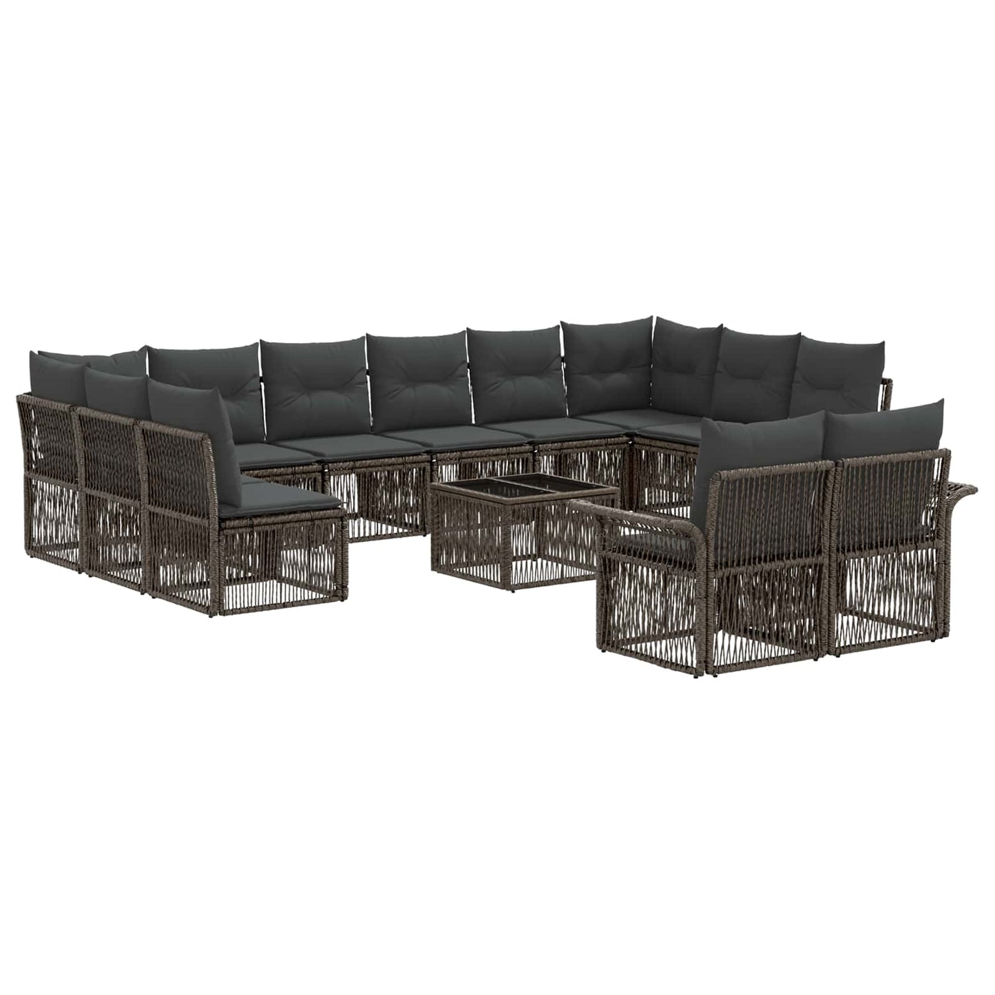 Tuinbankenset 13 pcs Grijs poly rattan is nu te koop bij PeponiXL, paradijselijk wonen!