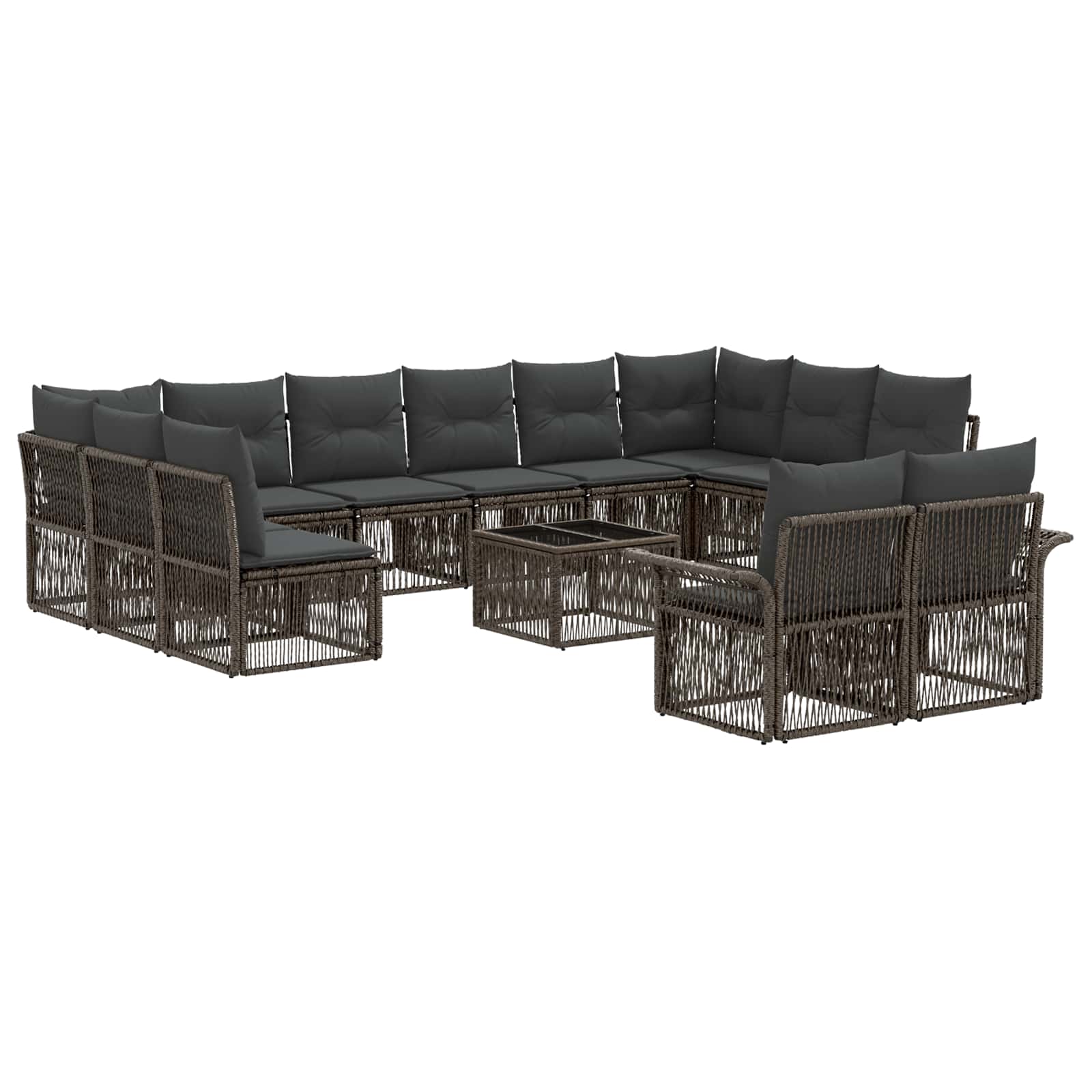 Tuinbankenset 13 pcs Grijs poly rattan is nu te koop bij PeponiXL, paradijselijk wonen!