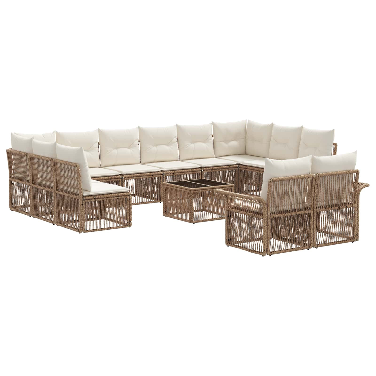 Tuinbankenset 13 pcs Beige poly rattan is nu te koop bij PeponiXL, paradijselijk wonen!