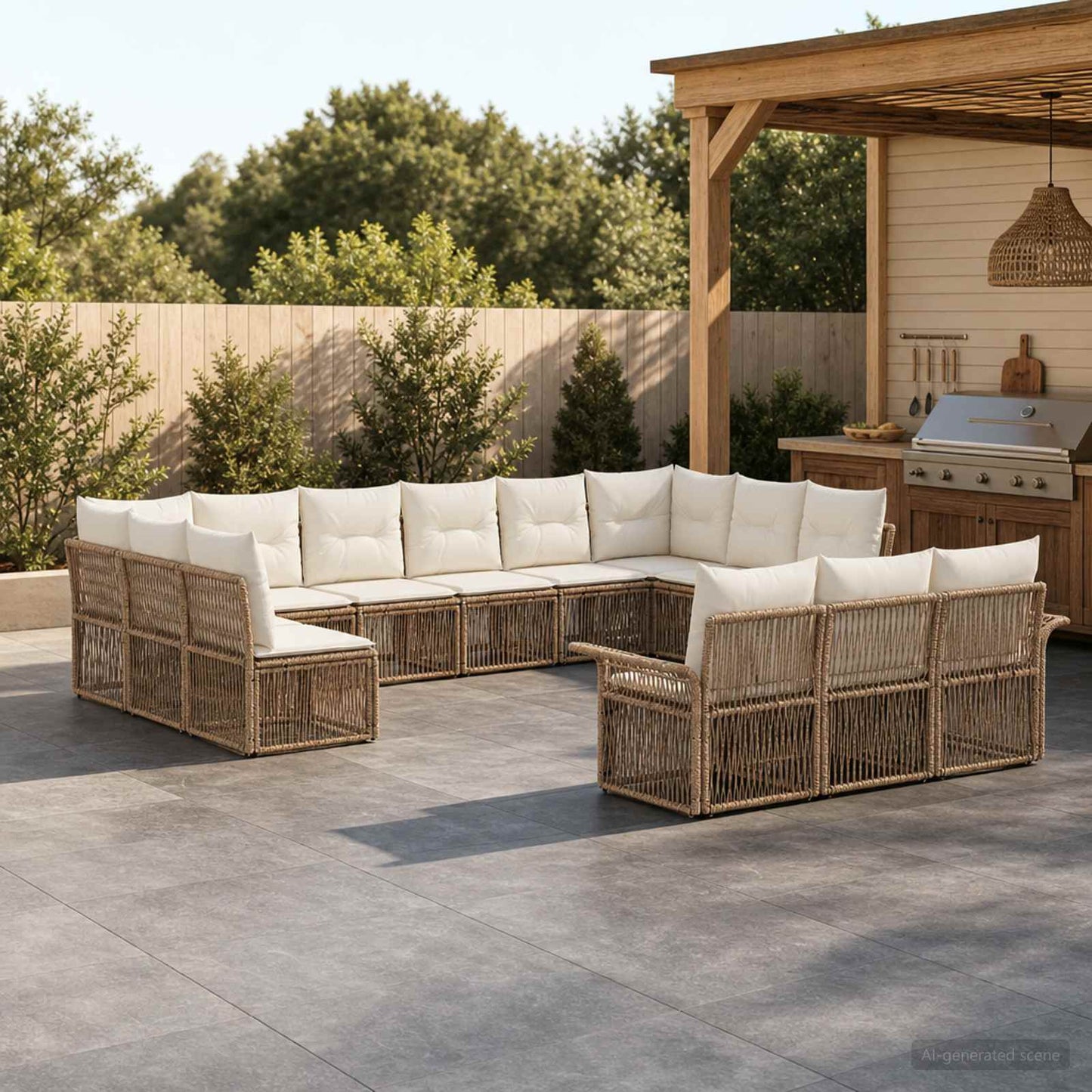 Tuinbankenset 13 pcs Beige poly rattan is nu te koop bij PeponiXL, paradijselijk wonen!