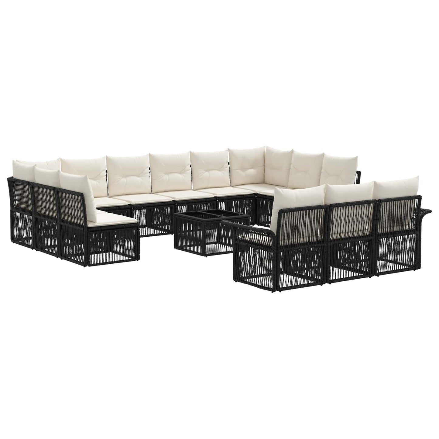 Tuinbankenset 14 pcs Zwart poly rattan is nu te koop bij PeponiXL, paradijselijk wonen!