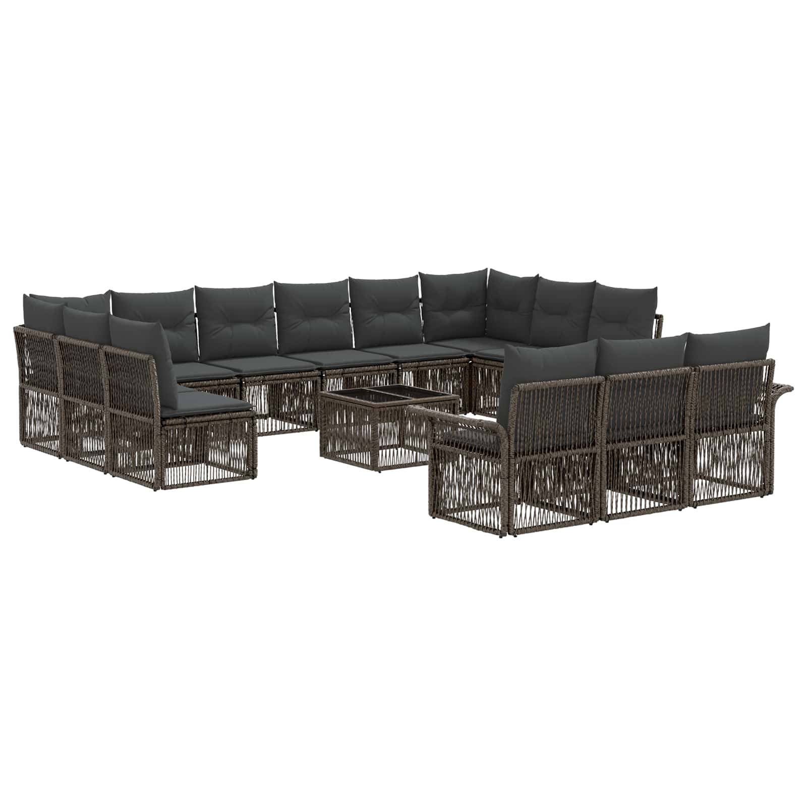 Tuinbankenset 14 pcs Grijs poly rattan is nu te koop bij PeponiXL, paradijselijk wonen!