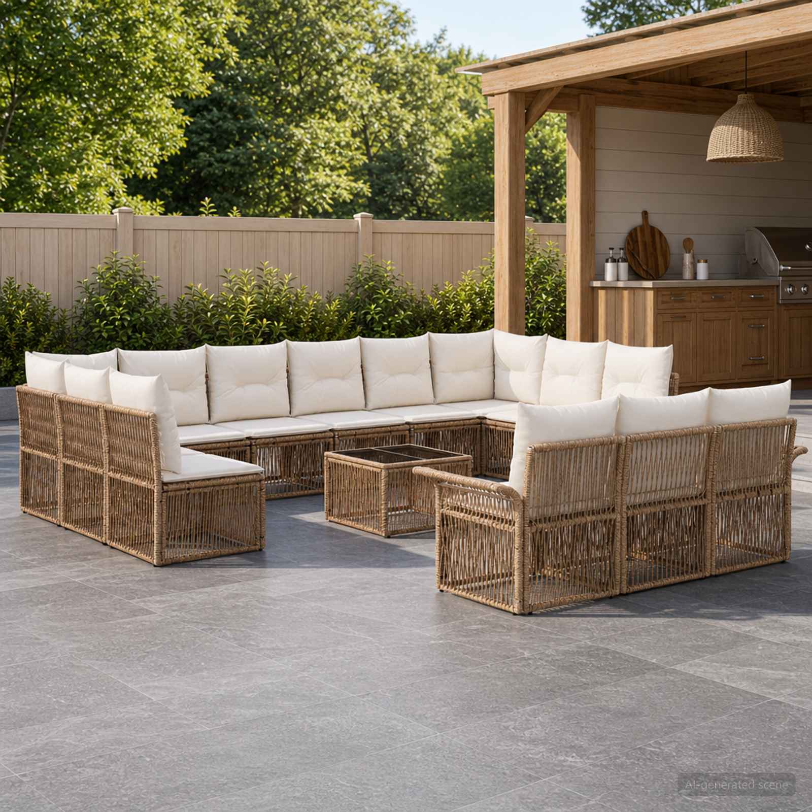 Tuinbankenset 14 pcs Beige poly rattan is nu te koop bij PeponiXL, paradijselijk wonen!
