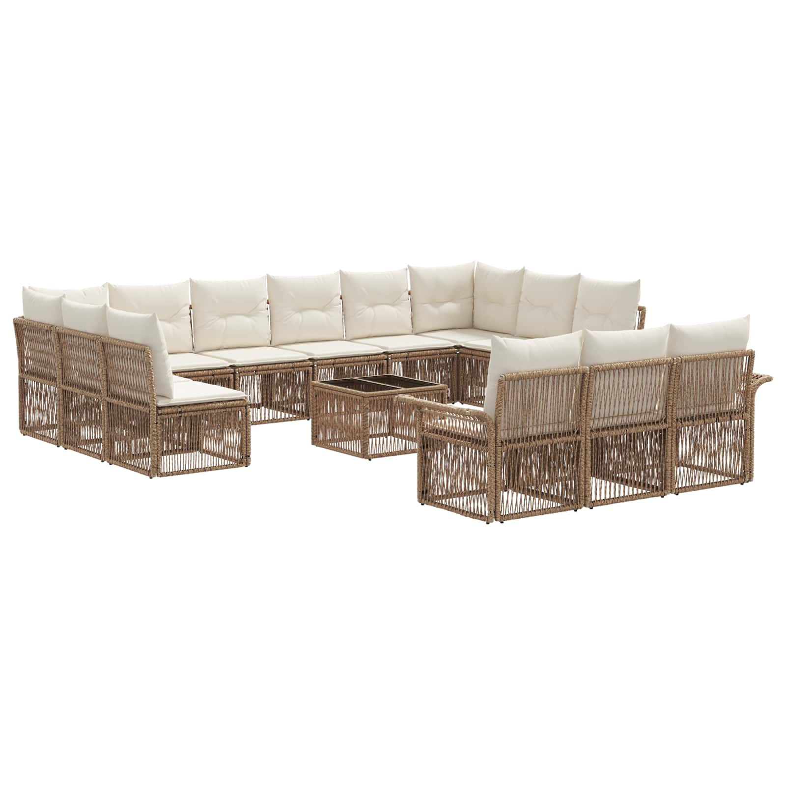 Tuinbankenset 14 pcs Beige poly rattan is nu te koop bij PeponiXL, paradijselijk wonen!